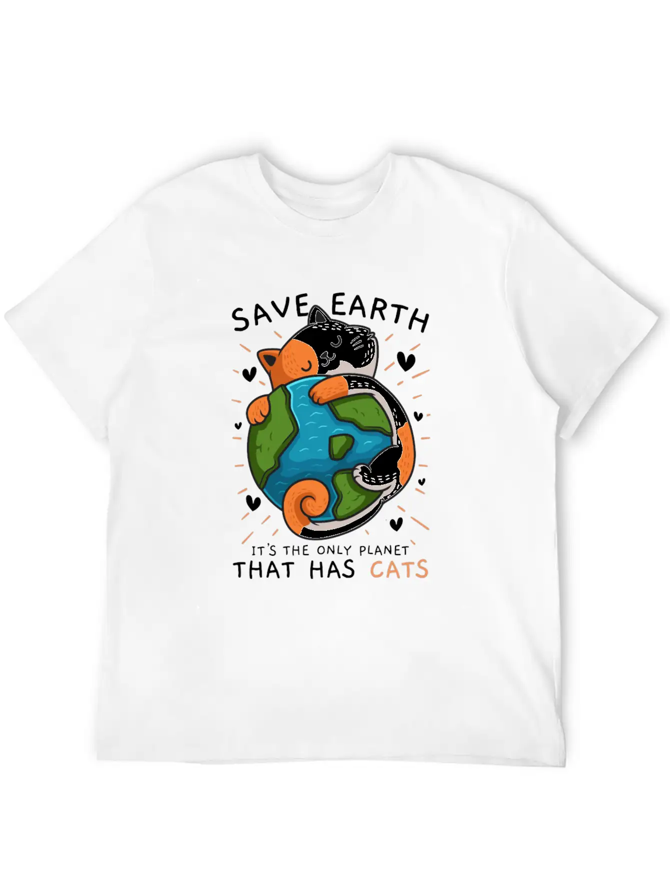 Save Earth It'S The Only Planet That Has Cats Envi Stylish Everyday T-Shirt – Unisex Basic Cotton Tee