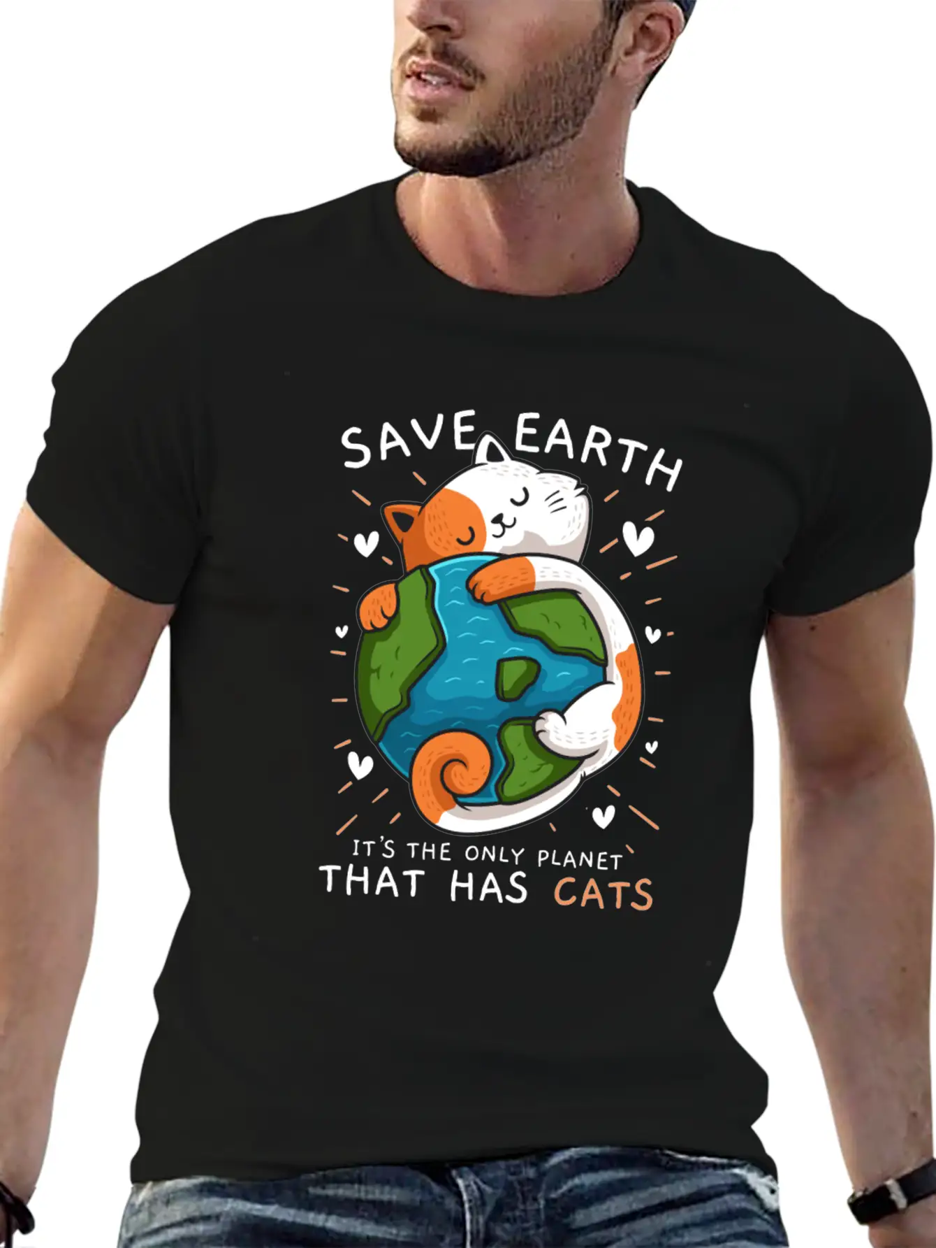Save Earth It'S The Only Planet That Has Cats Envi Stylish Everyday T-Shirt – Unisex Basic Cotton Tee