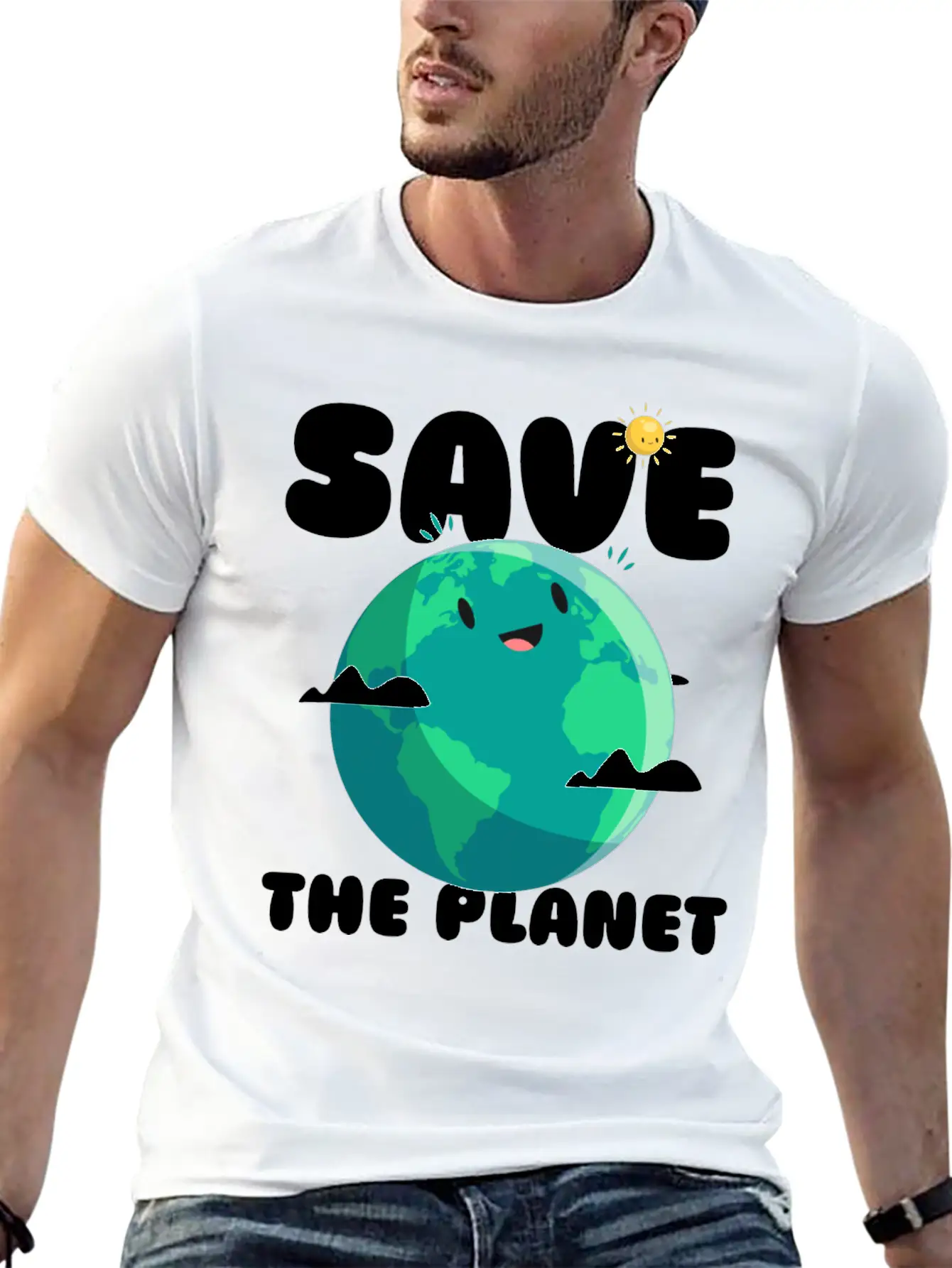 Save The Planet Ecologic Idea Basic Graphic T-Shirt – Daily Comfort In Soft Cotton