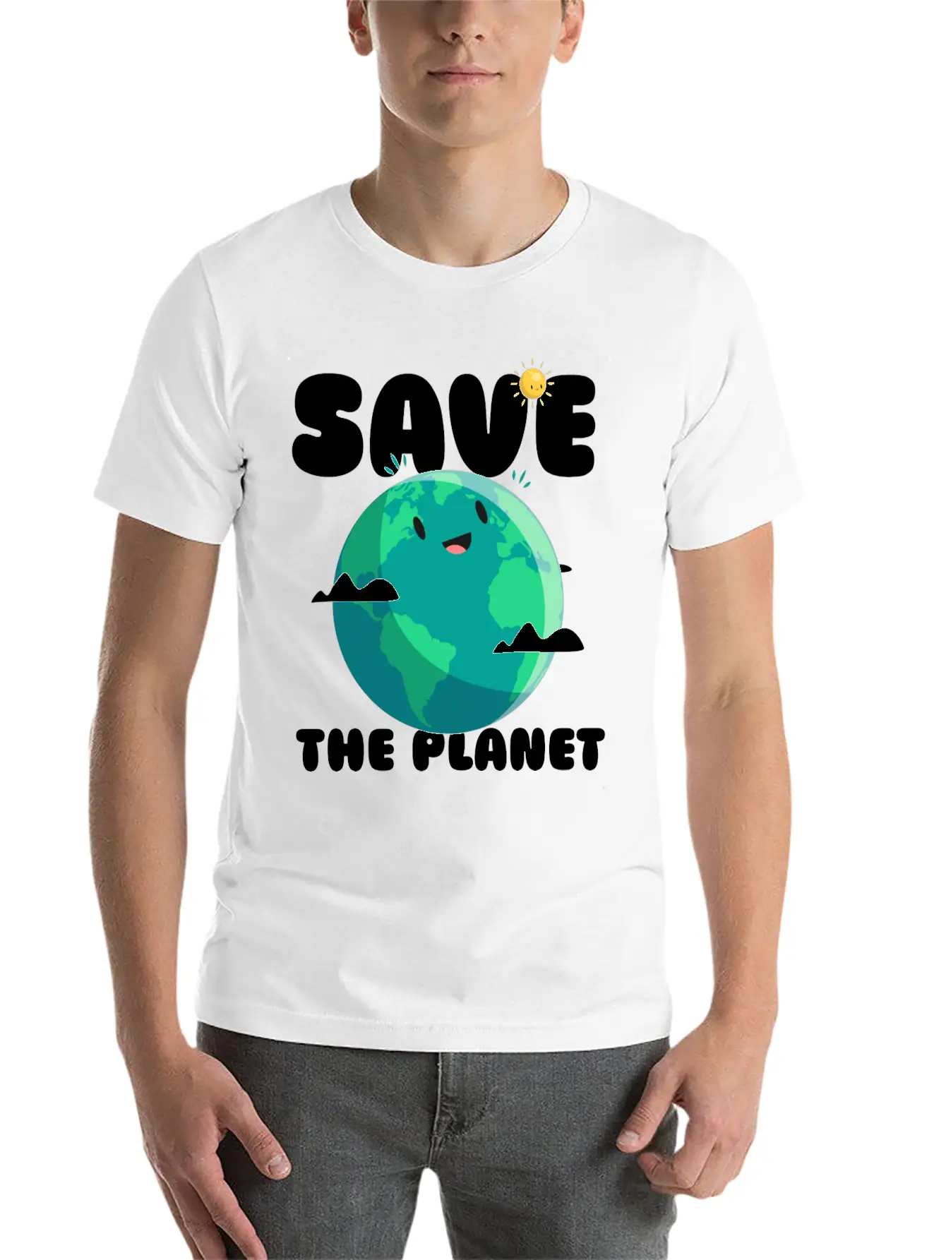 Save The Planet Ecologic Idea Basic Graphic T-Shirt – Daily Comfort In Soft Cotton