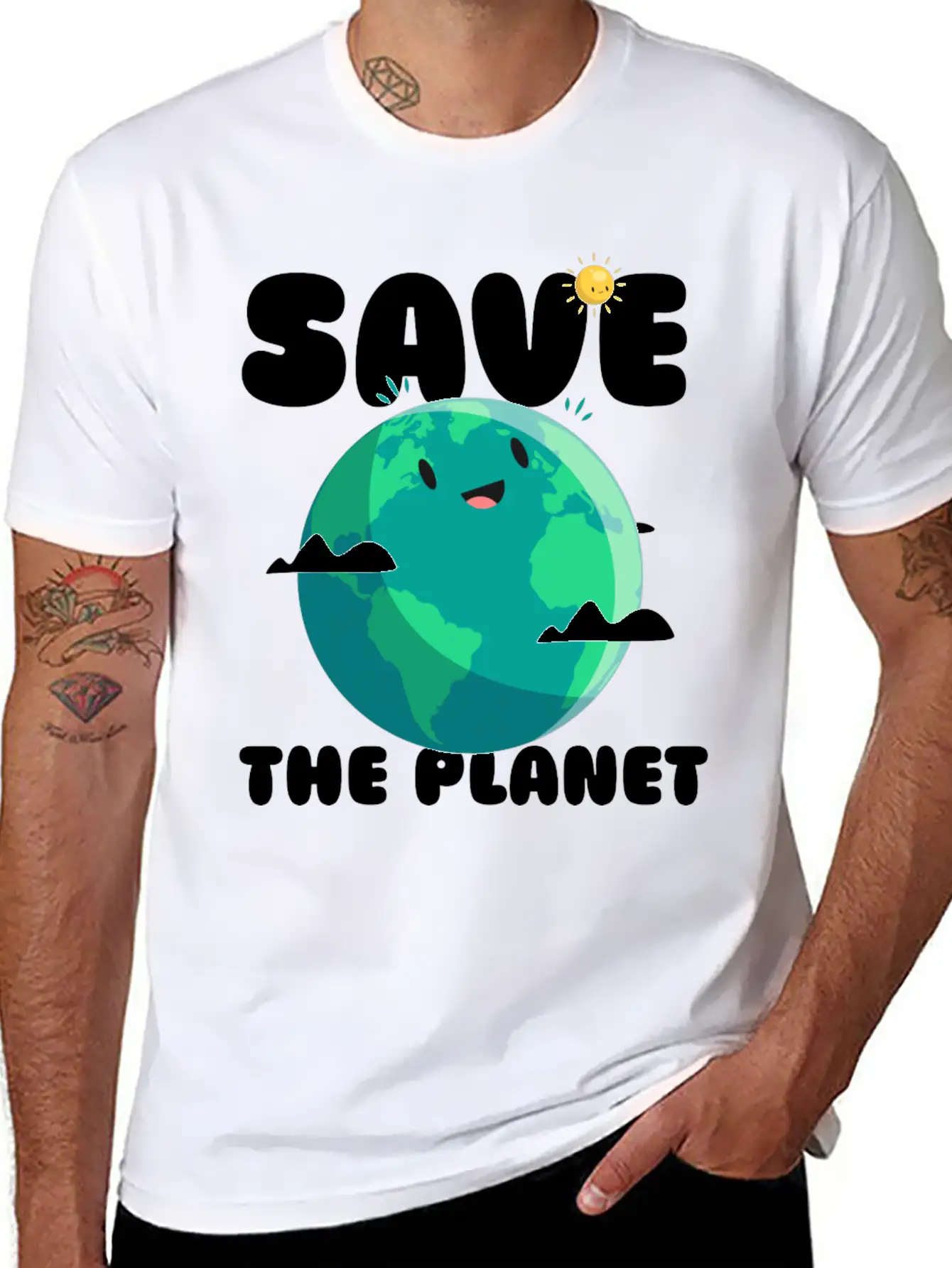 Save The Planet Ecologic Idea Basic Graphic T-Shirt – Daily Comfort In Soft Cotton