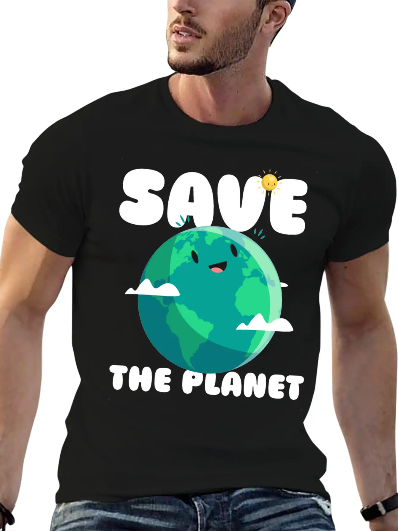 Save The Planet Ecologic Idea Basic Graphic T-Shirt – Daily Comfort In Soft Cotton