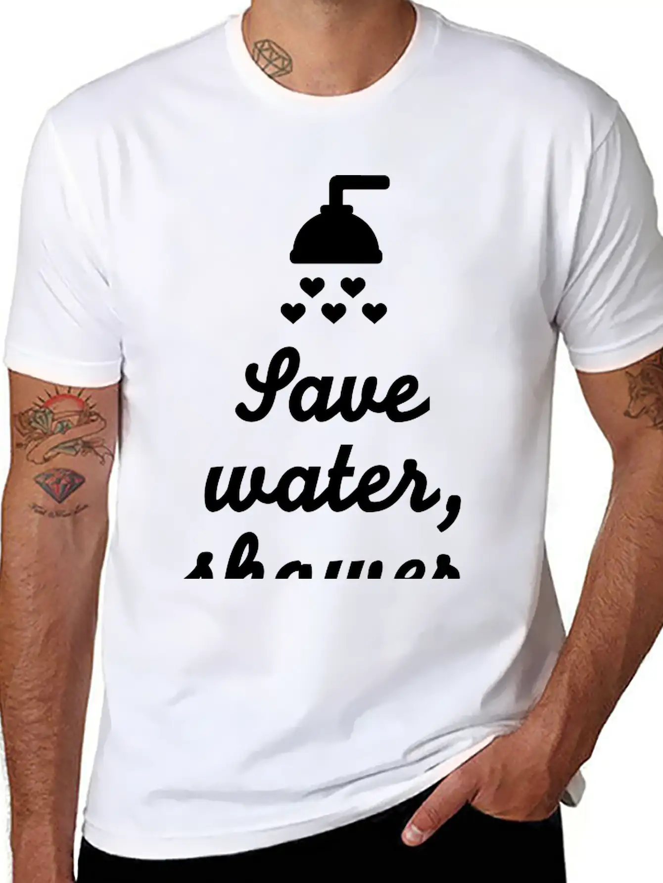 Save Water Shower Together Unisex Short Sleeve Soft Cotton T-Shirt – Casual Everyday Wear