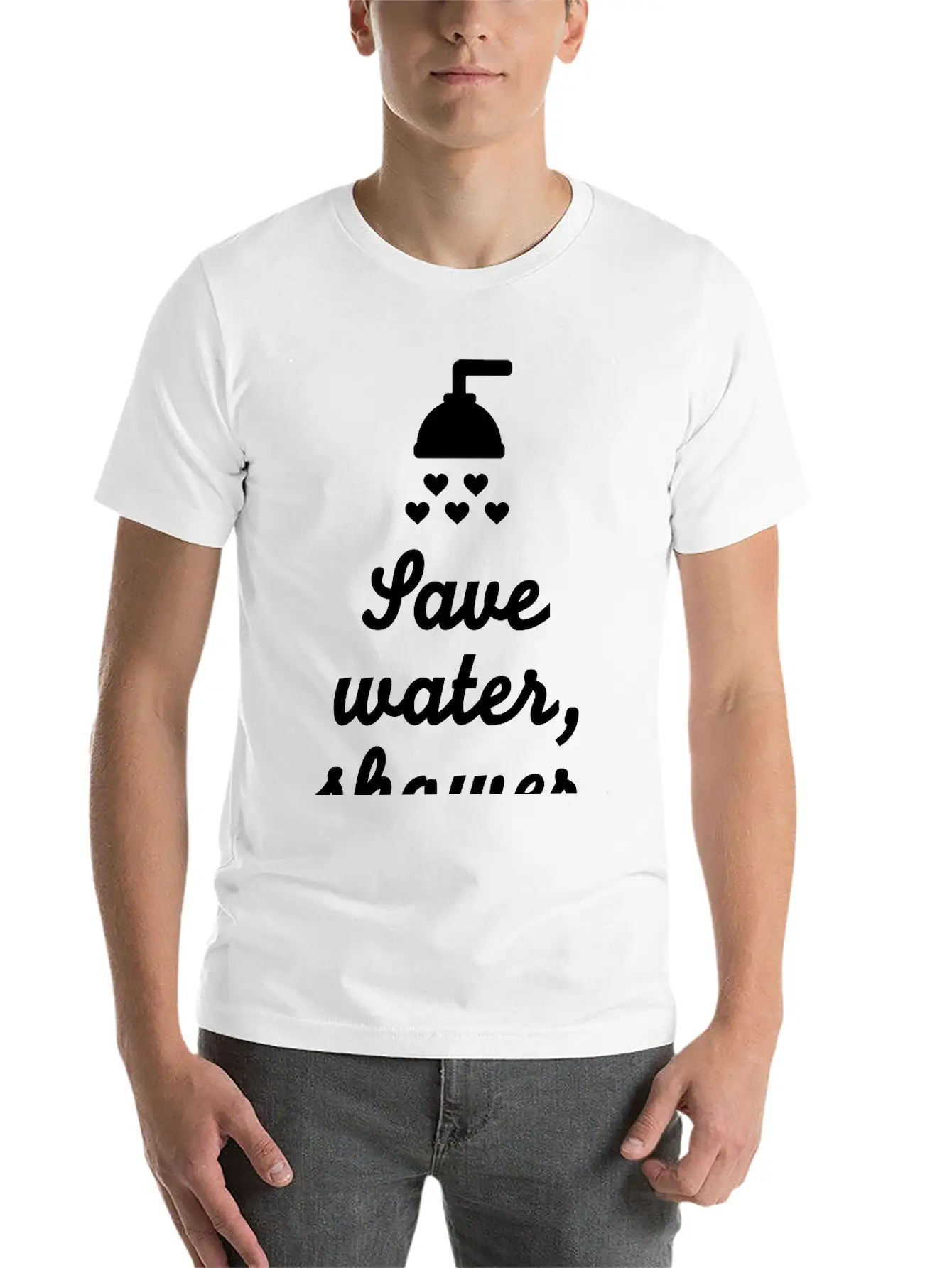 Save Water Shower Together Unisex Short Sleeve Soft Cotton T-Shirt – Casual Everyday Wear
