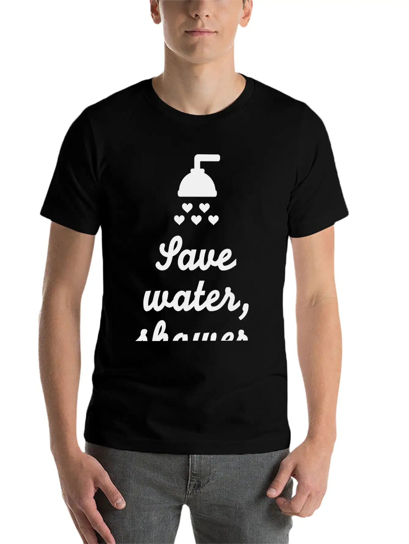 Save Water Shower Together Unisex Short Sleeve Soft Cotton T-Shirt – Casual Everyday Wear