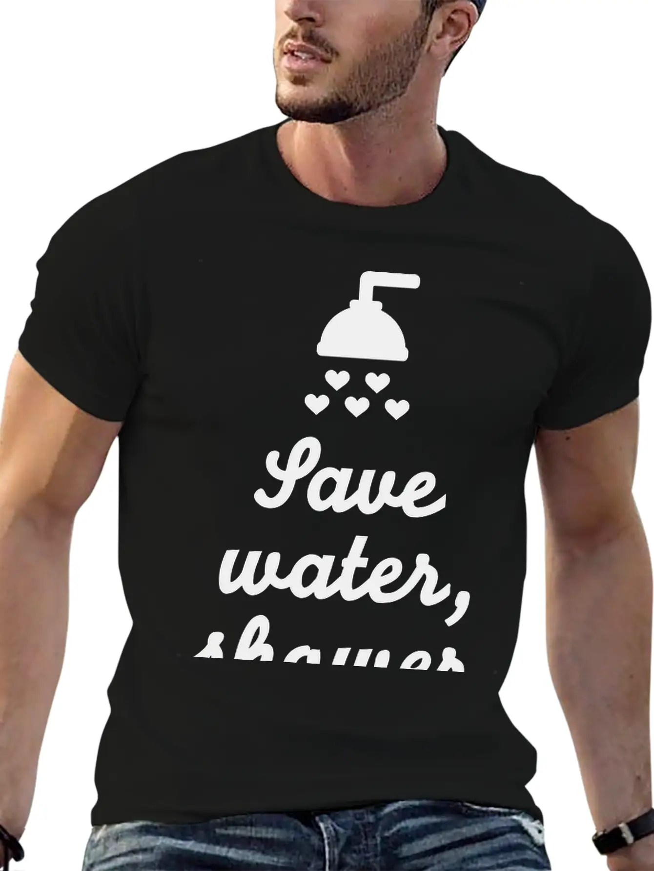 Save Water Shower Together Unisex Short Sleeve Soft Cotton T-Shirt – Casual Everyday Wear