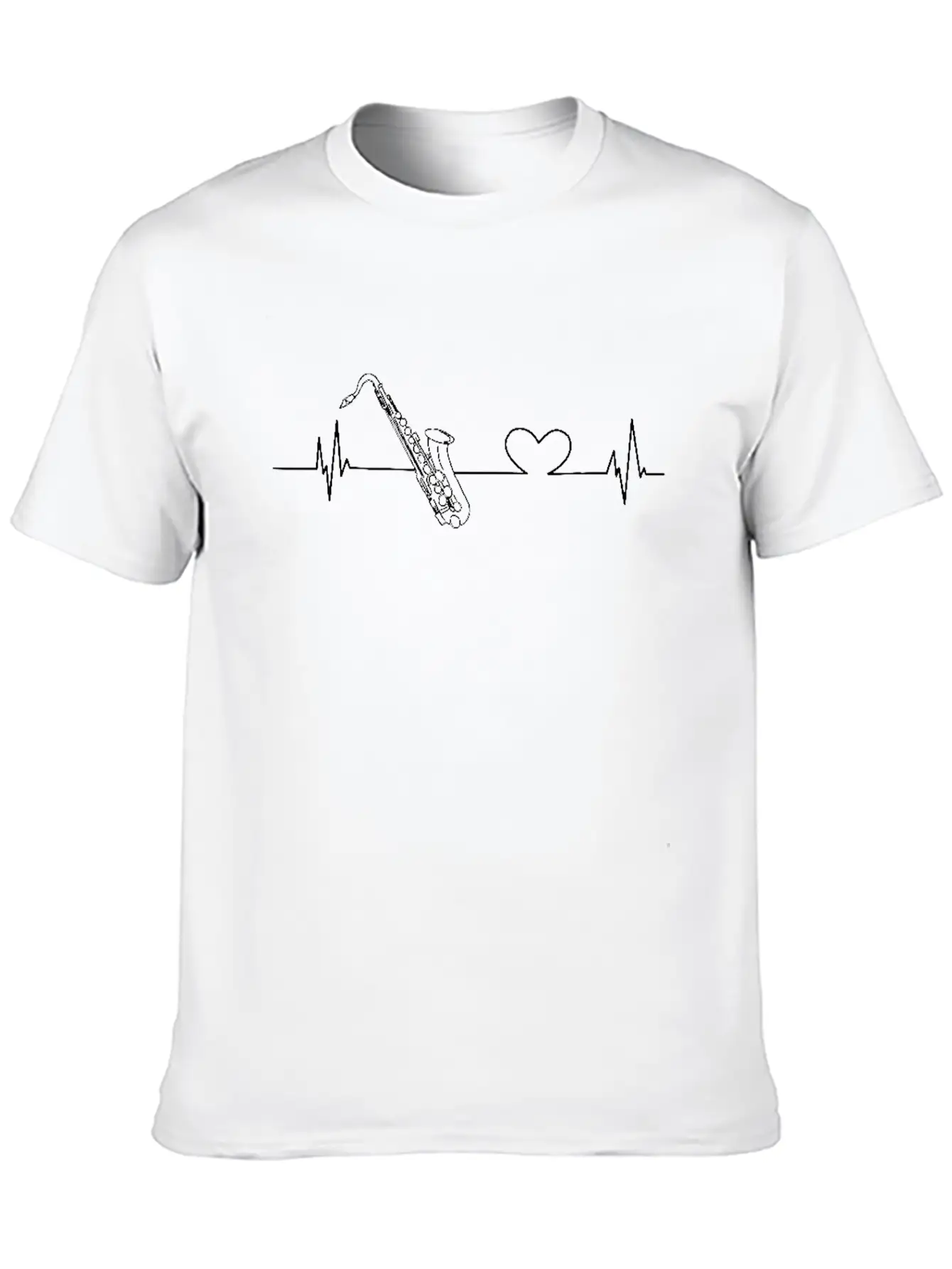Saxophone Heartbeat Unisex Casual T-Shirt – Clean Design For Daily Comfort