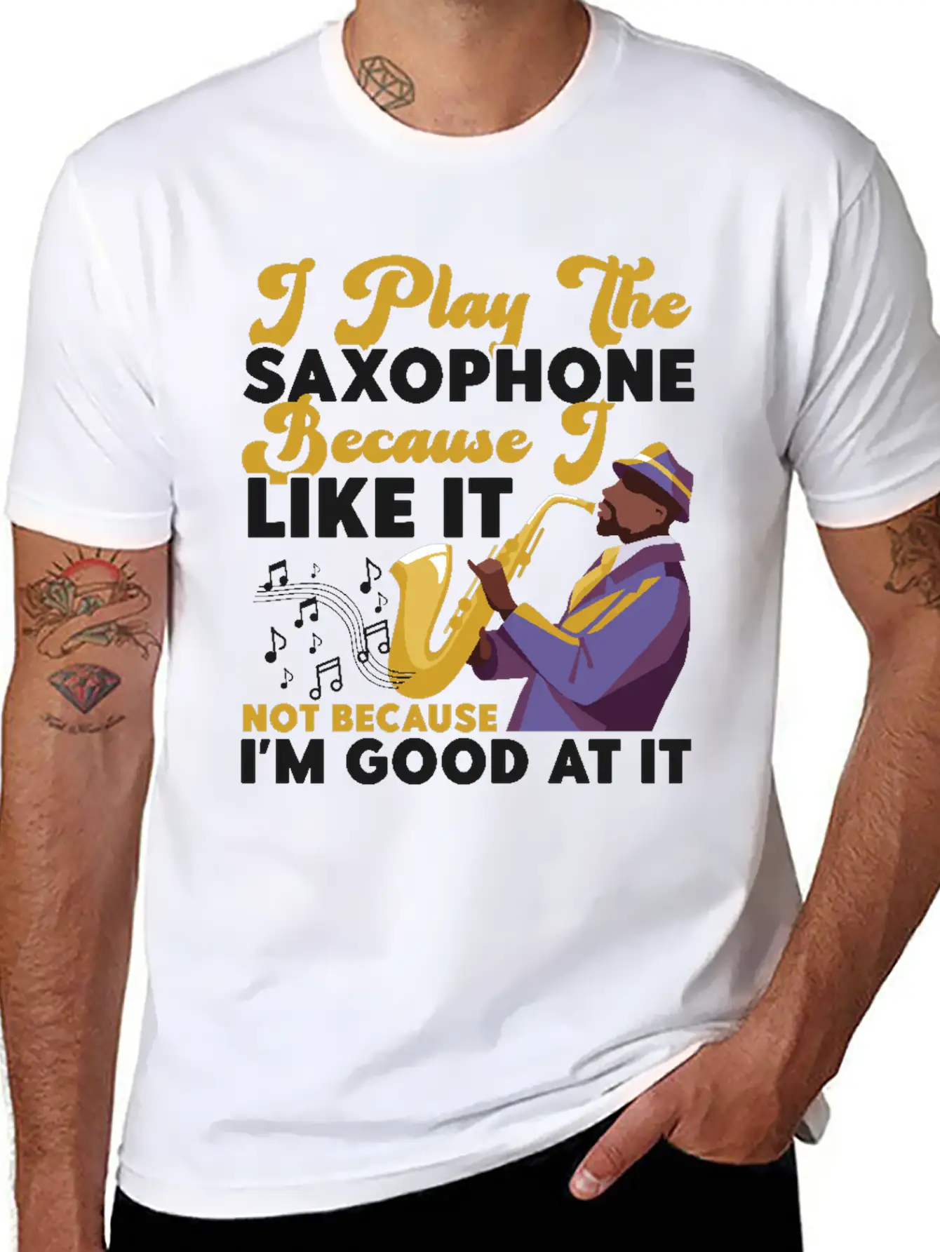 Saxophone I Play The Saxophone Unisex Short Sleeve Soft Cotton T-Shirt – Casual Everyday Wear