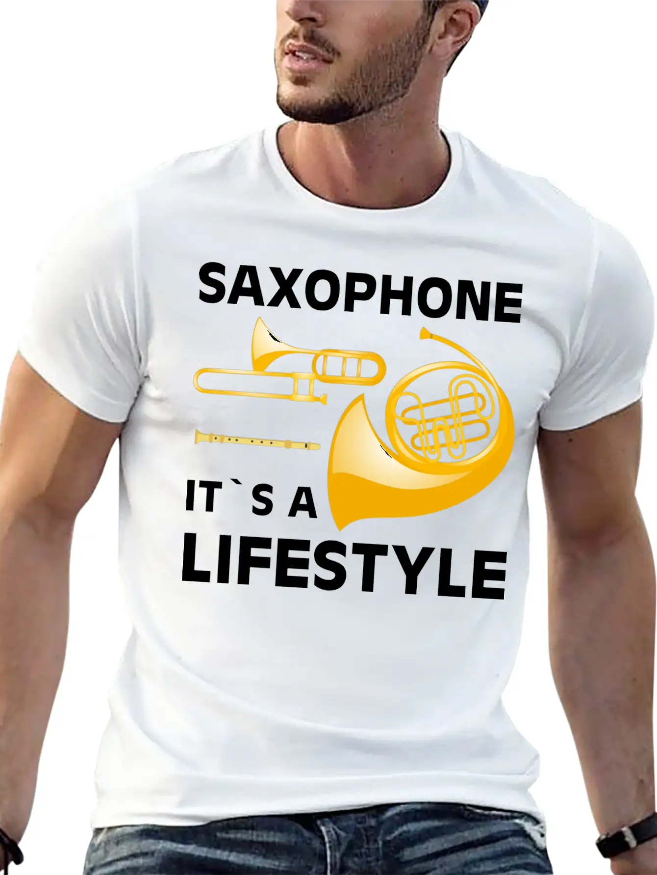 Saxophone Its A Lifestyle I Saxophone Basic Graphic T-Shirt – Daily Comfort In Soft Cotton