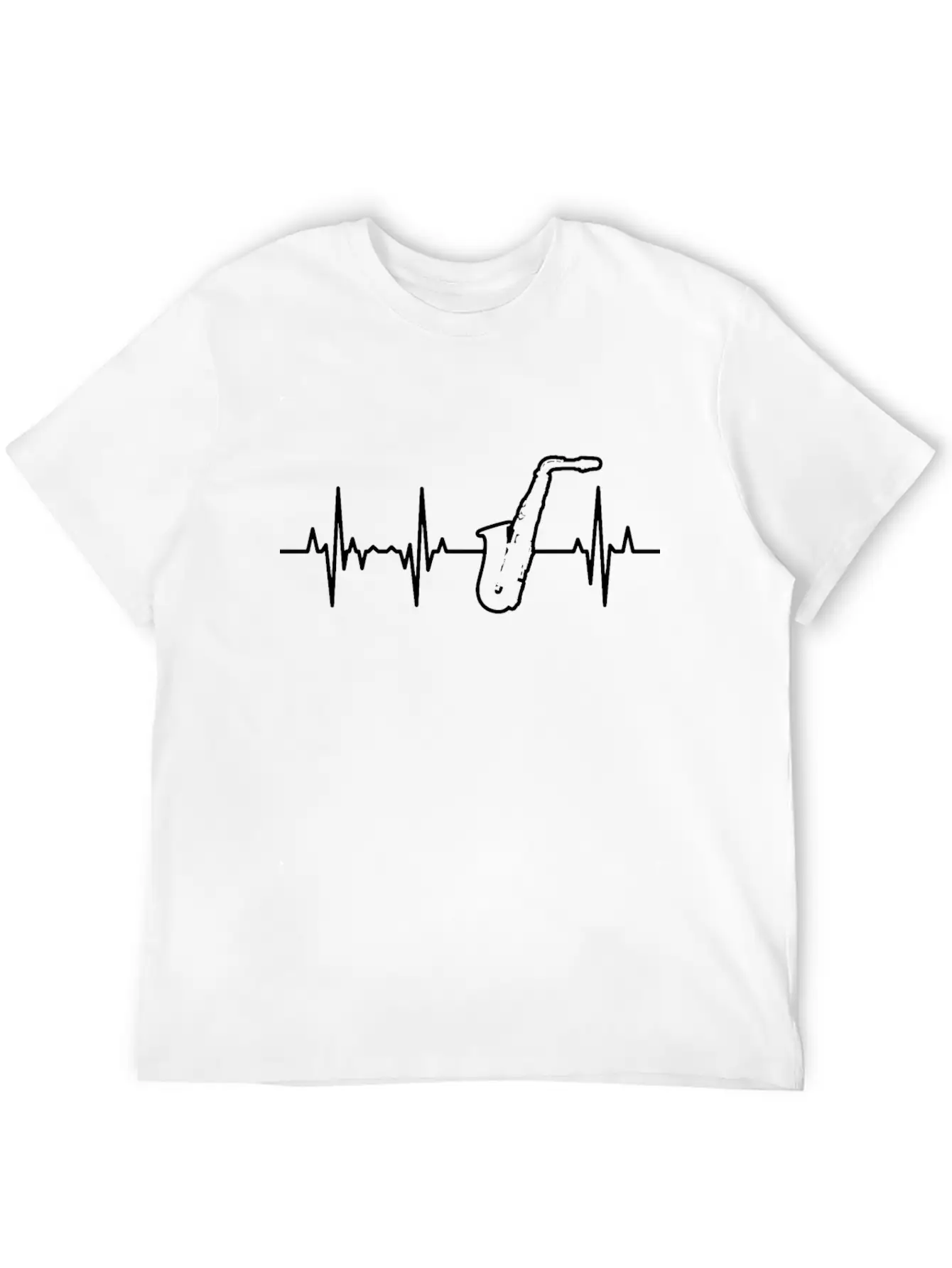Saxophone Pulse Line Unisex Short Sleeve Soft Cotton T-Shirt – Casual Everyday Wear