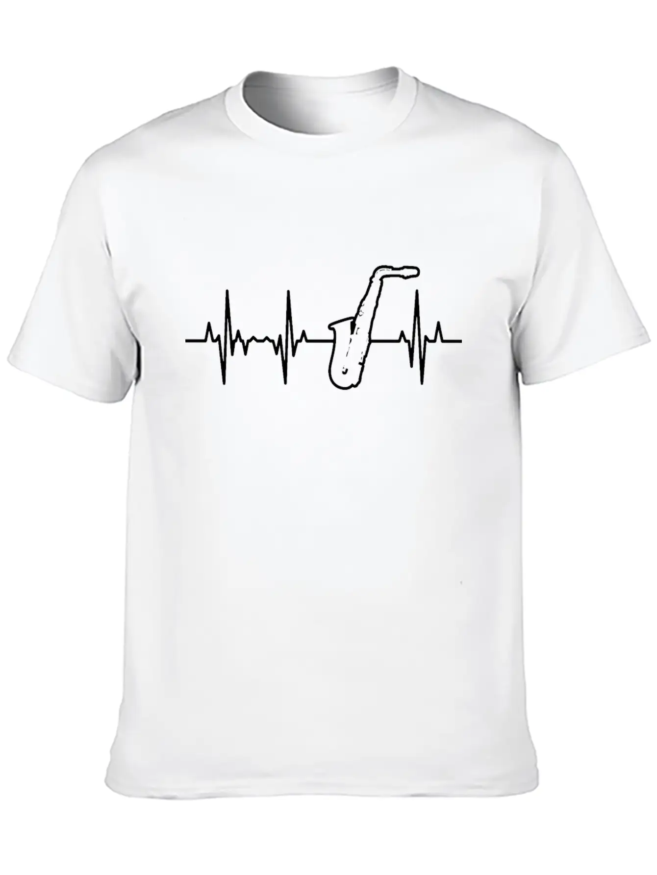 Saxophone Pulse Line Unisex Short Sleeve Soft Cotton T-Shirt – Casual Everyday Wear