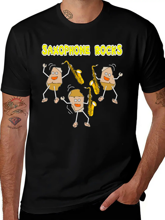 Saxophone Rocks Comfortable Minimalist Graphic Tee – Summer Style Essential