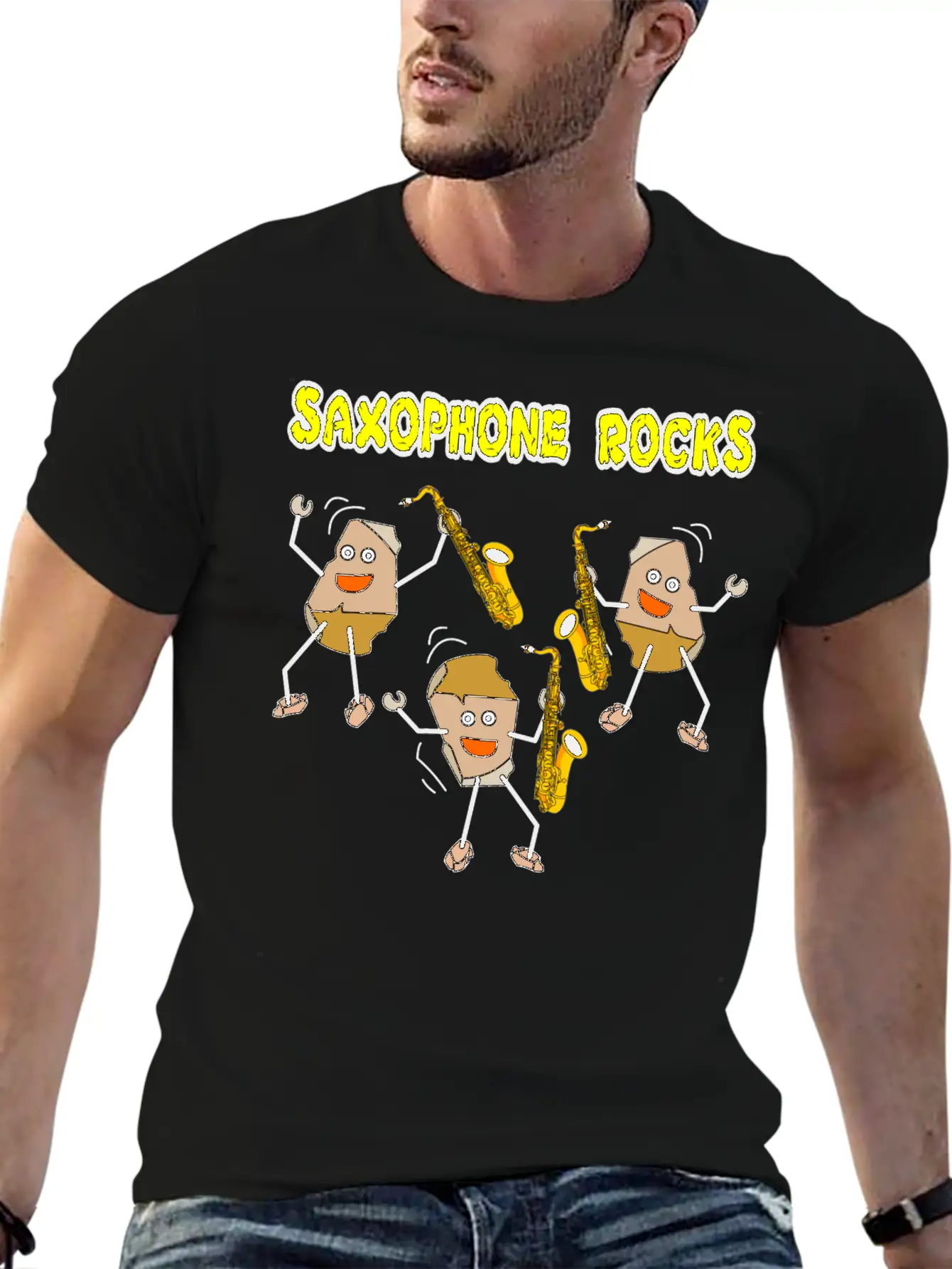 Saxophone Rocks Comfortable Minimalist Graphic Tee – Summer Style Essential