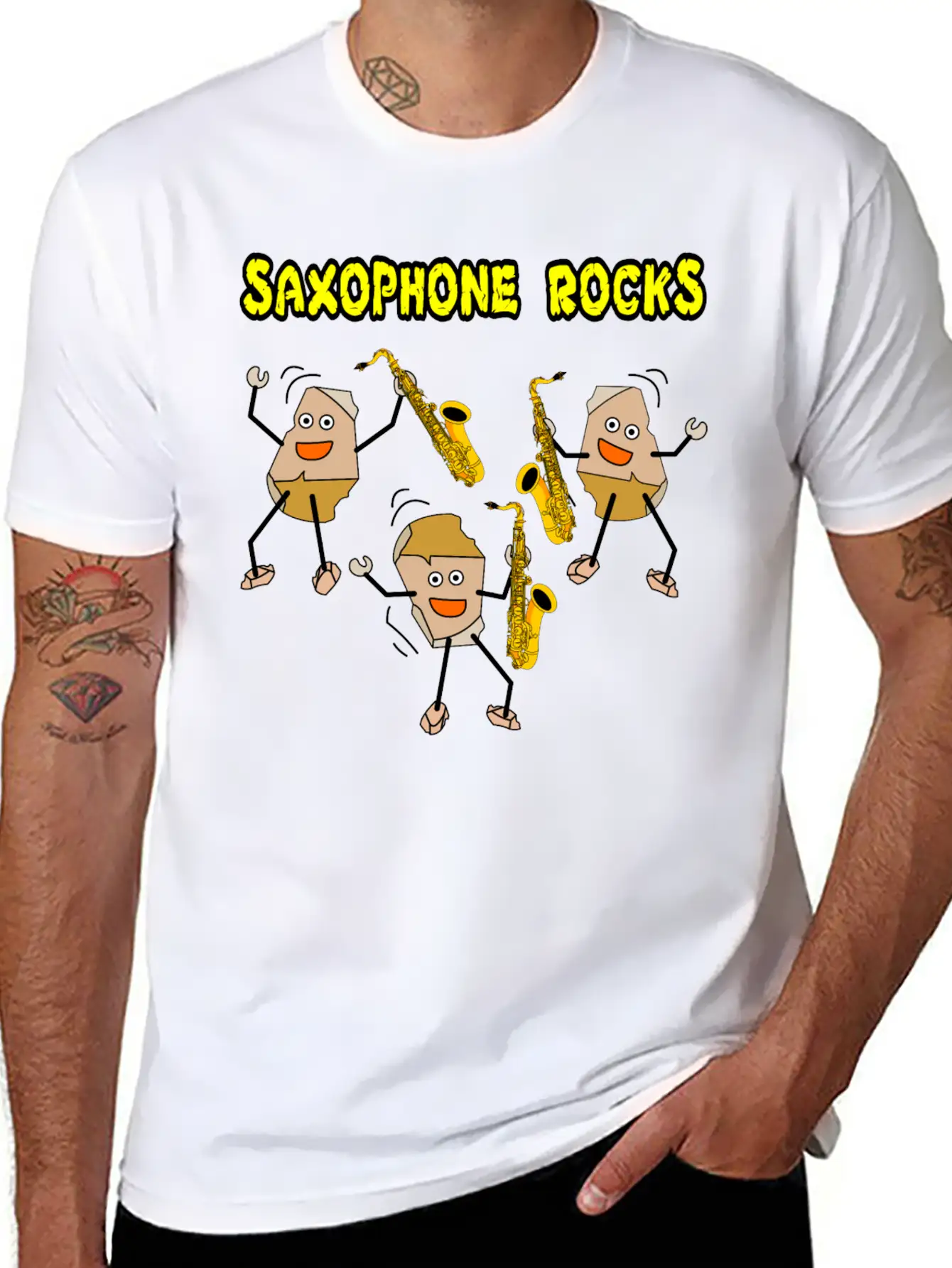 Saxophone Rocks Comfortable Minimalist Graphic Tee – Summer Style Essential