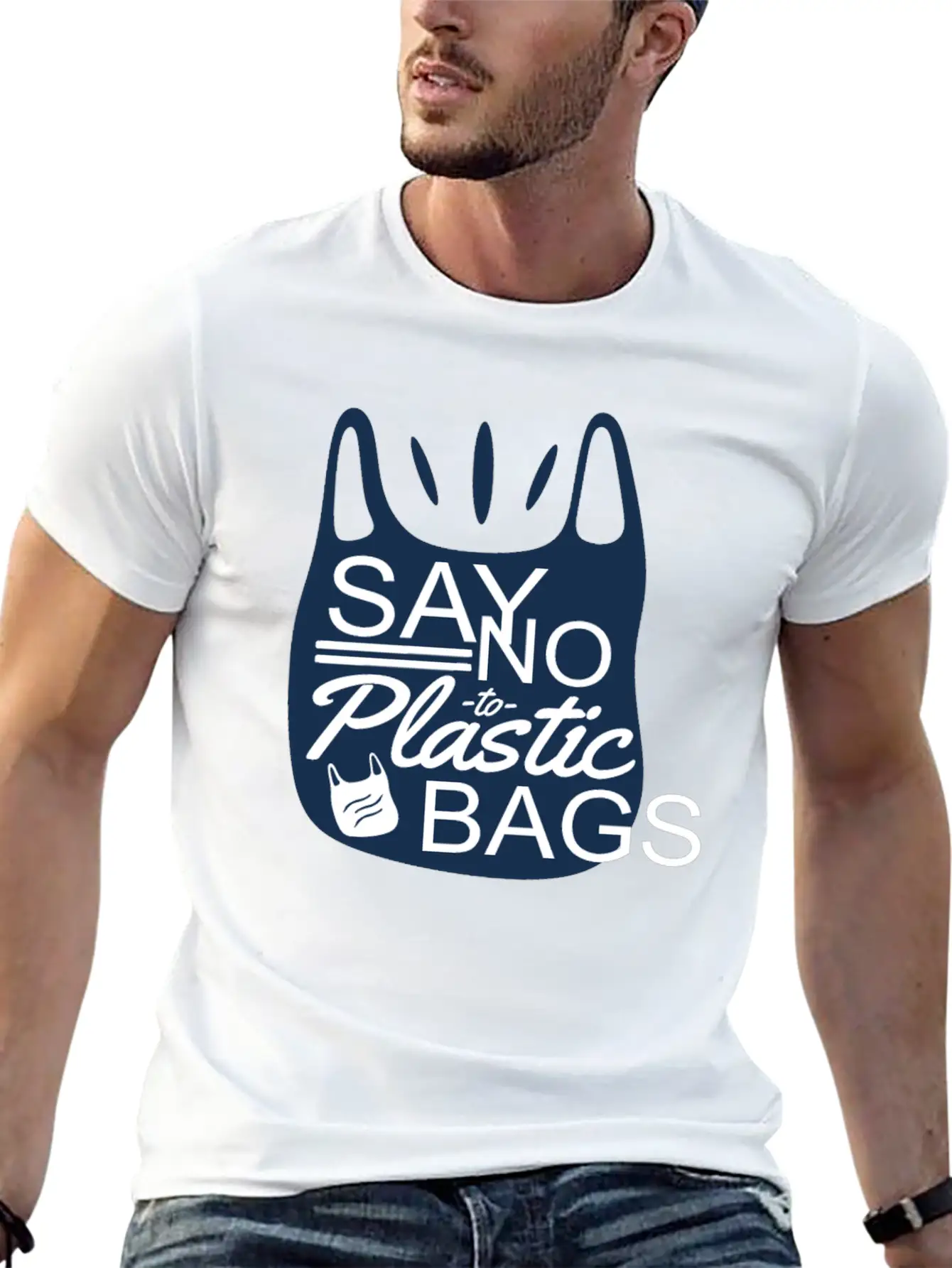 Say No To Plastic Bags Sea Protection Support Comfortable Minimalist Graphic Tee – Summer Style Essential