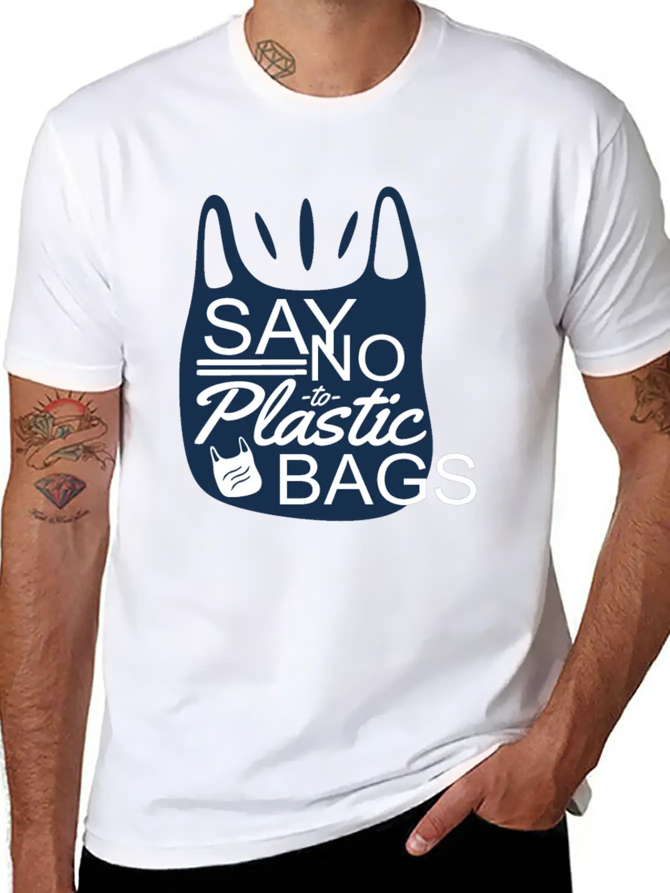 Say No To Plastic Bags Sea Protection Support Comfortable Minimalist Graphic Tee – Summer Style Essential