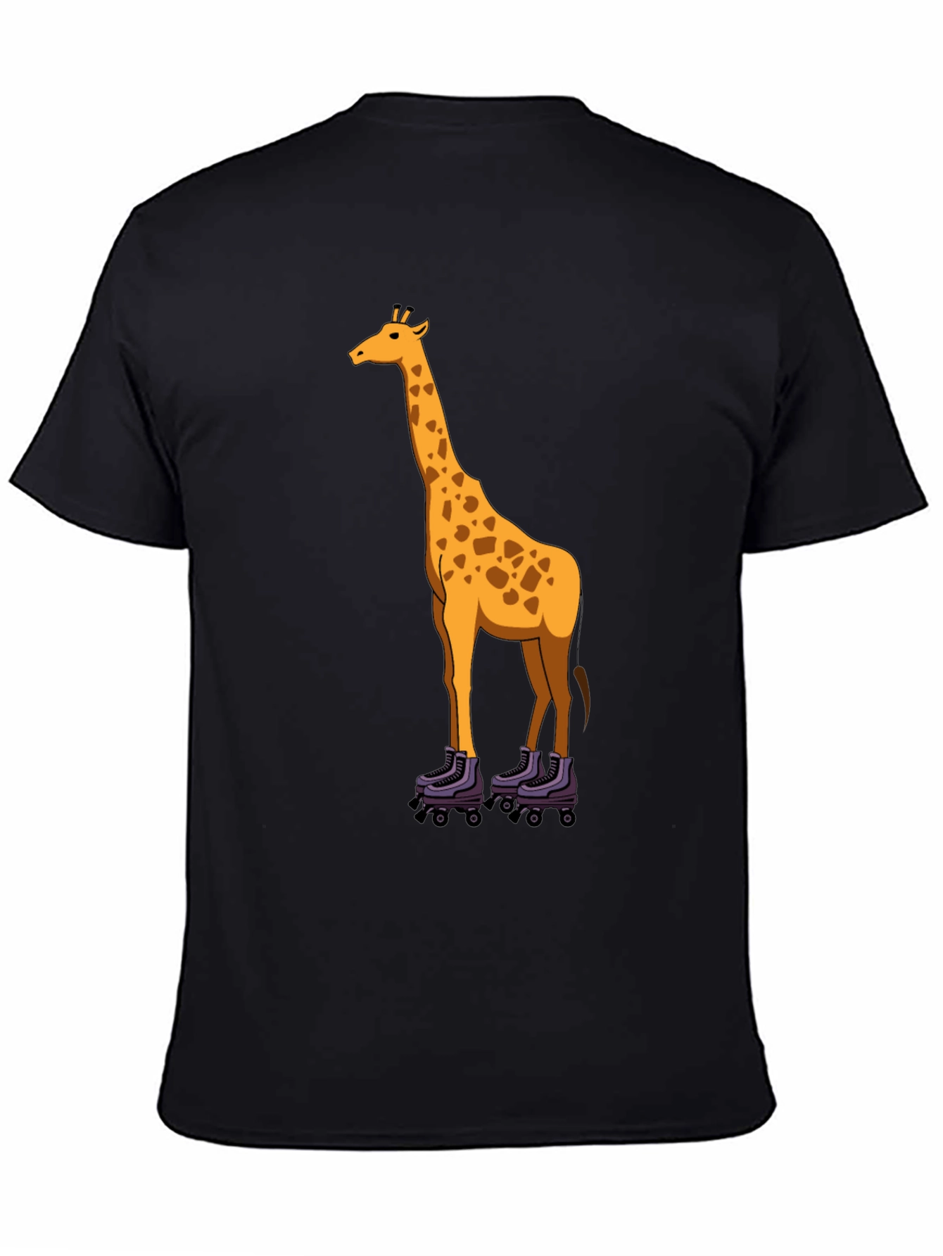 Giraffe on Roller Skates Graphic Tee - Black