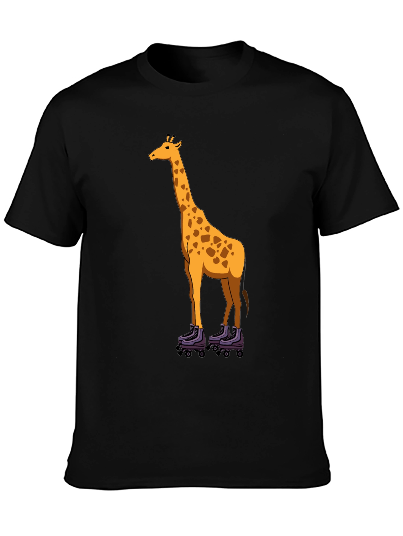 Giraffe on Roller Skates Graphic Tee - Black