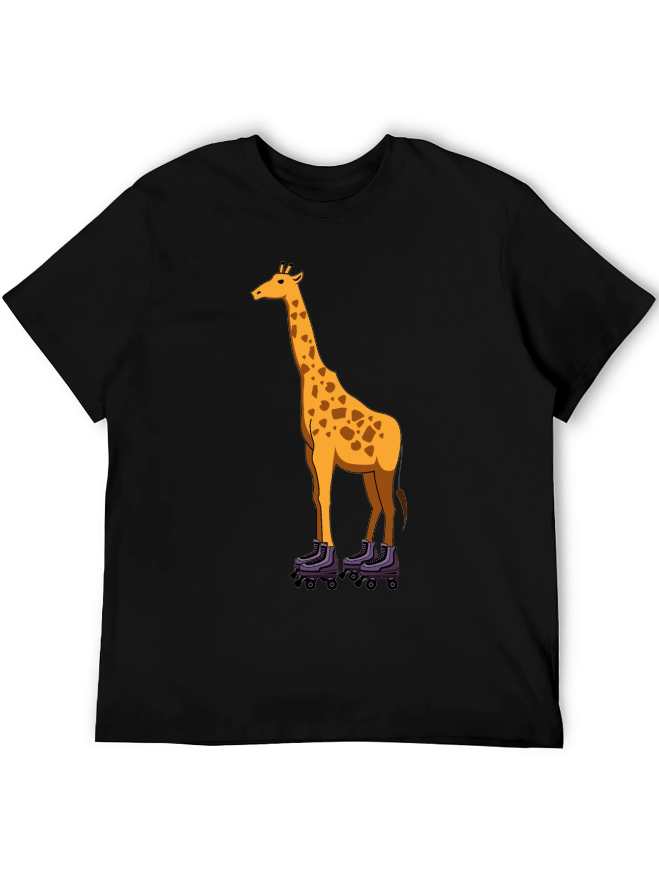 Giraffe on Roller Skates Graphic Tee - Black