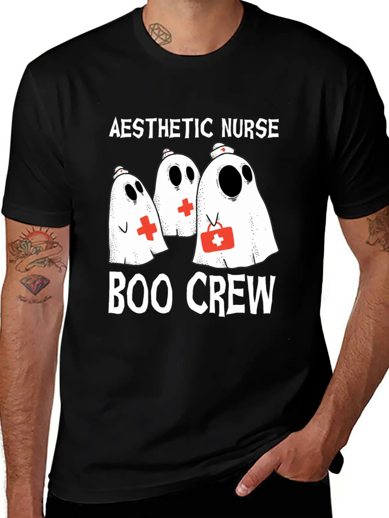 Scary Aesthetic Nurse Boo Crew Halloween Timeless Short Sleeve Tee – Comfy And Minimalist Design