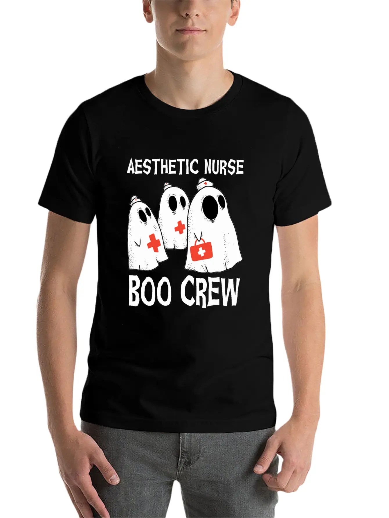 Scary Aesthetic Nurse Boo Crew Halloween Timeless Short Sleeve Tee – Comfy And Minimalist Design
