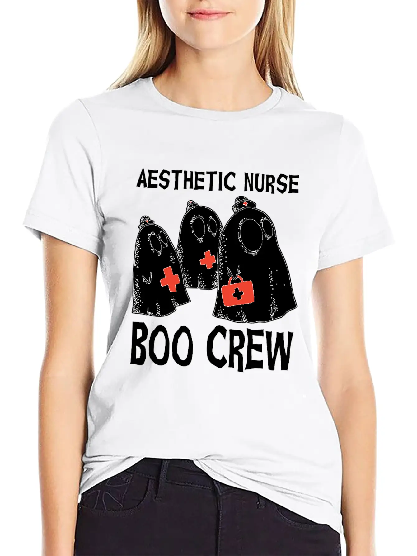 Scary Aesthetic Nurse Boo Crew Halloween Timeless Short Sleeve Tee – Comfy And Minimalist Design