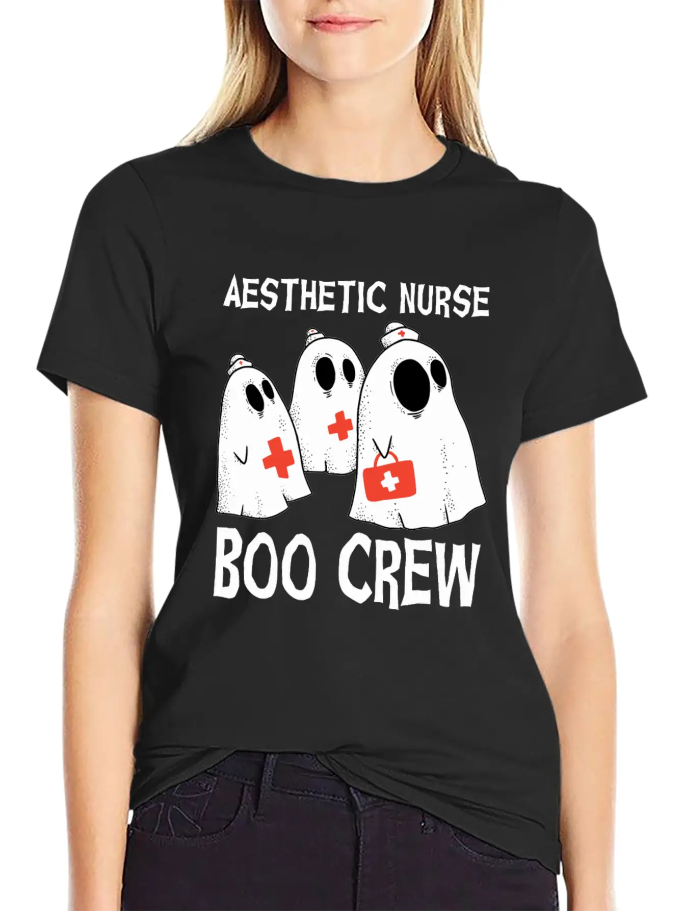 Scary Aesthetic Nurse Boo Crew Halloween Timeless Short Sleeve Tee – Comfy And Minimalist Design