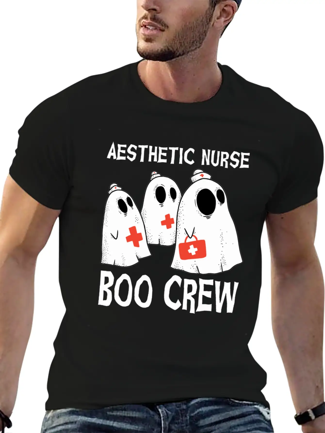 Scary Aesthetic Nurse Boo Crew Halloween Timeless Short Sleeve Tee – Comfy And Minimalist Design