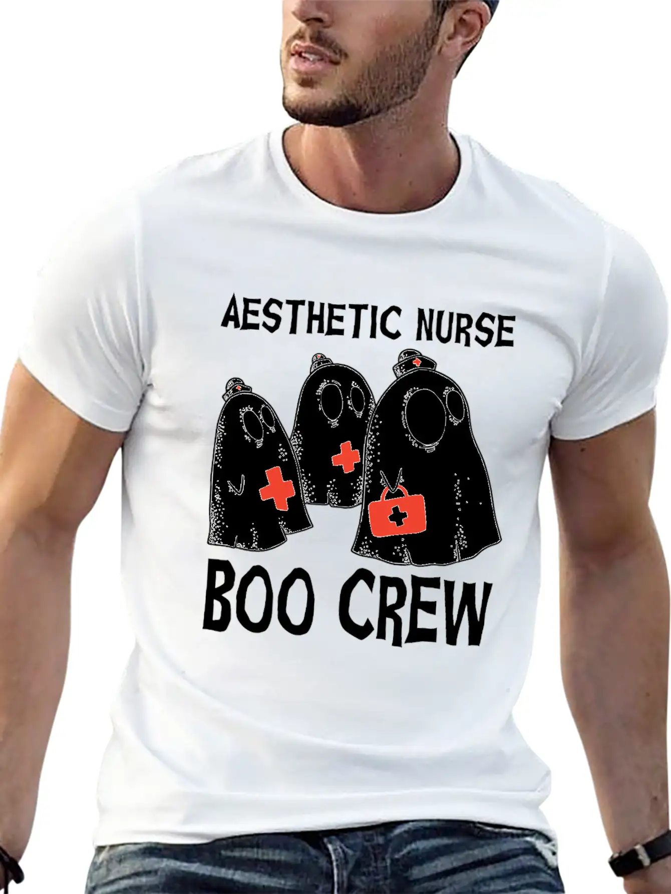 Scary Aesthetic Nurse Boo Crew Halloween Timeless Short Sleeve Tee – Comfy And Minimalist Design