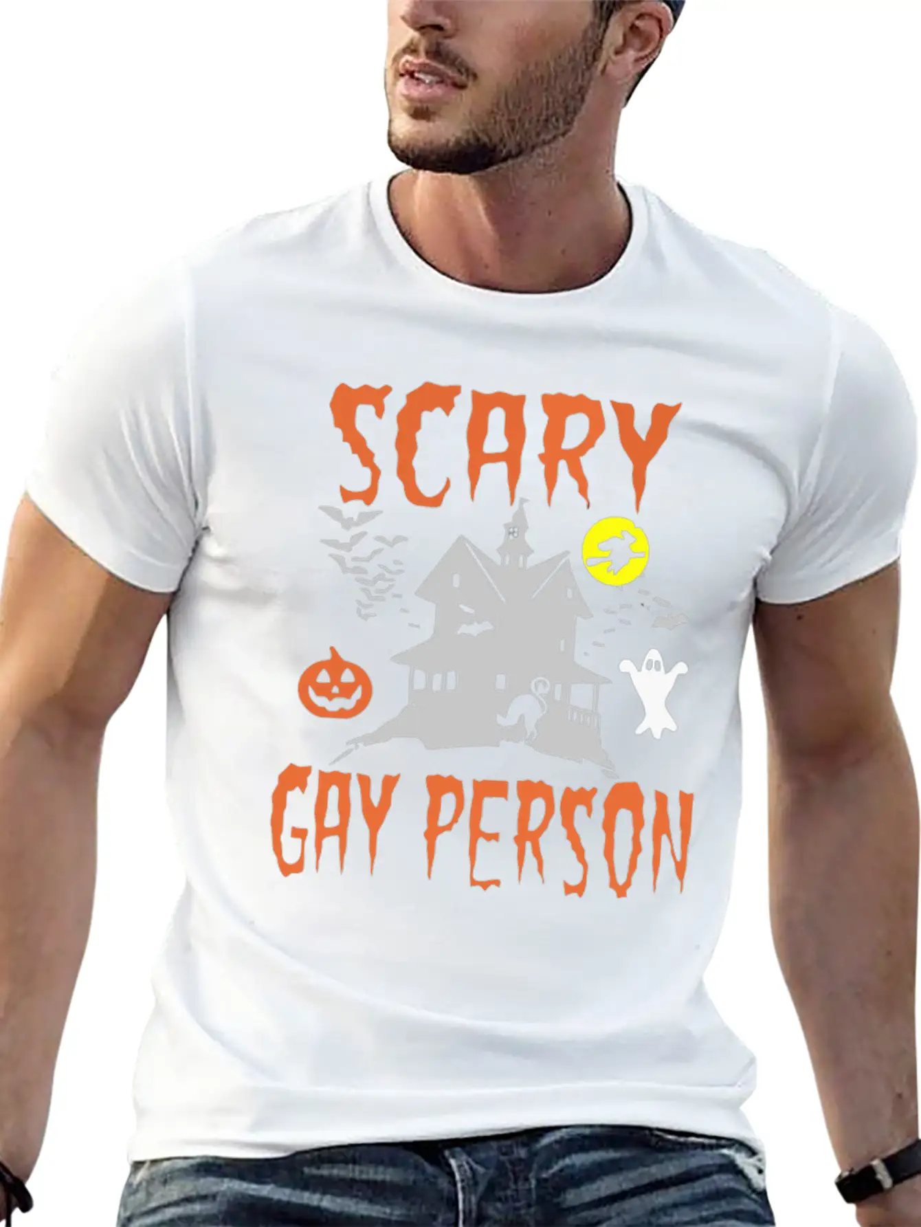 SCARY Gay Person Unisex Short Sleeve Soft Cotton T-Shirt – Casual Everyday Wear