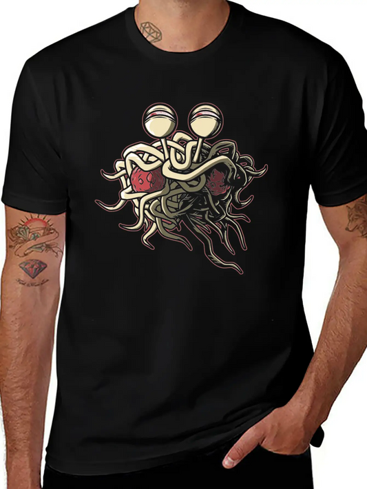 Scheming Flying Spaghetti Monster Unisex Short Sleeve Soft Cotton T-Shirt – Casual Everyday Wear
