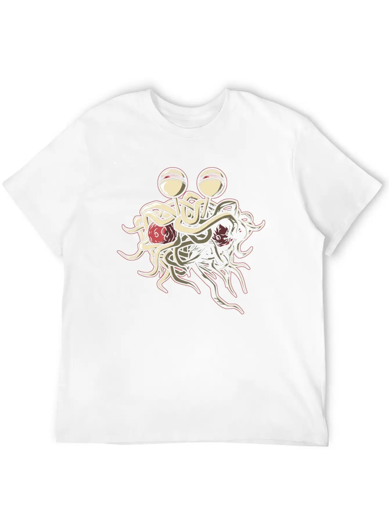 Scheming Flying Spaghetti Monster Unisex Short Sleeve Soft Cotton T-Shirt – Casual Everyday Wear