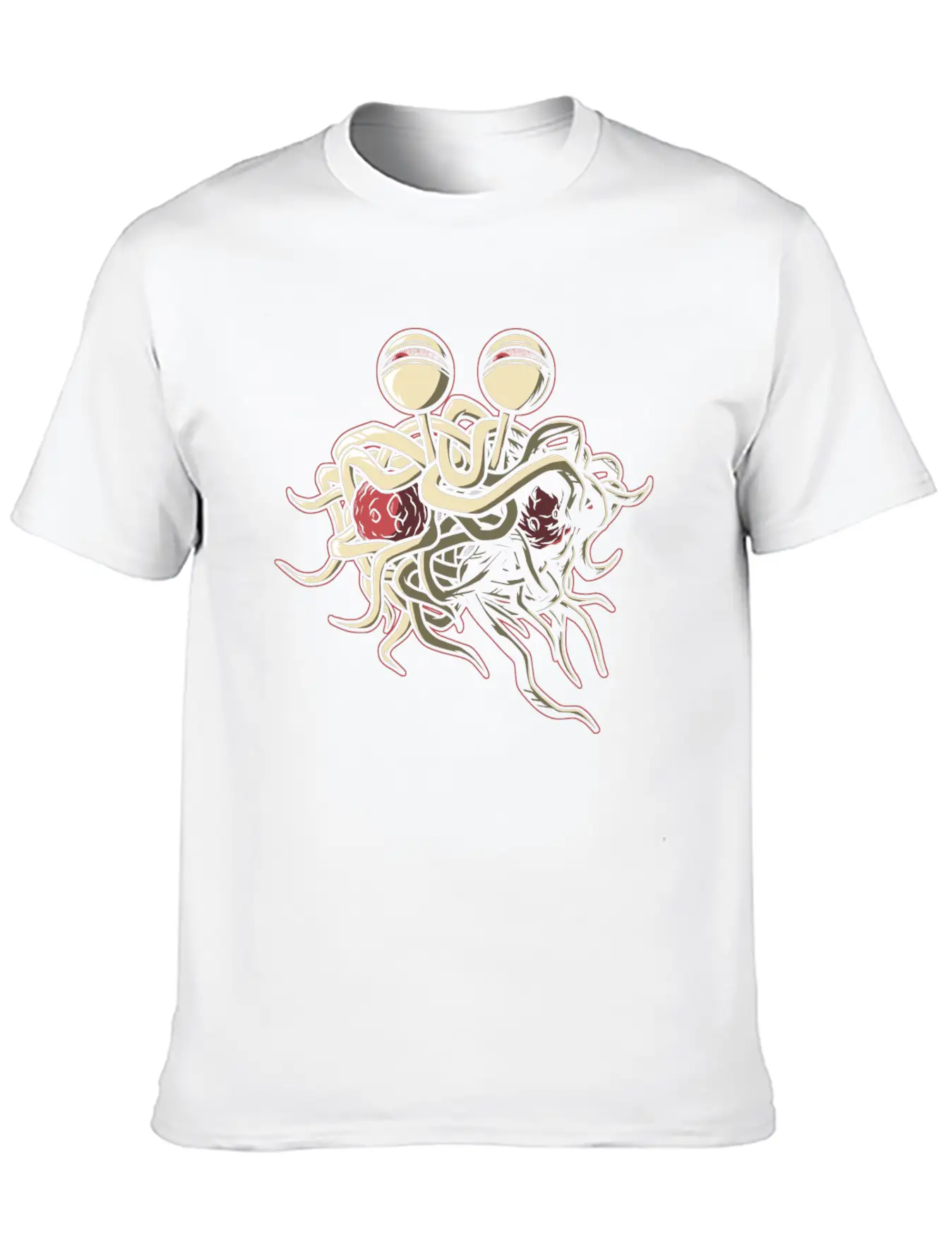 Scheming Flying Spaghetti Monster Unisex Short Sleeve Soft Cotton T-Shirt – Casual Everyday Wear
