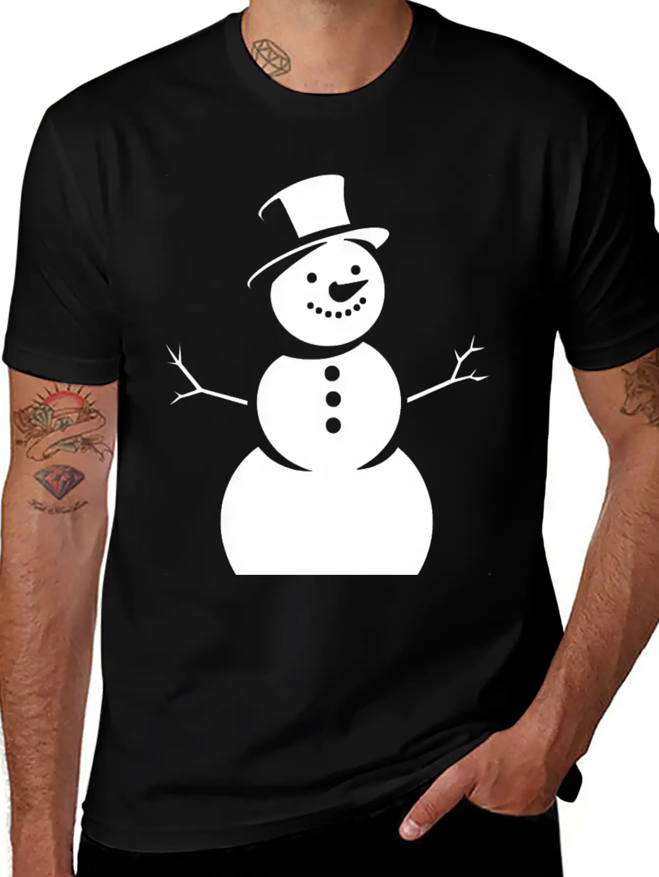 Schneemann, Silhouette, Minimalismus, Winter, Essential Unisex Summer Tee – Soft Cotton Casual Fit