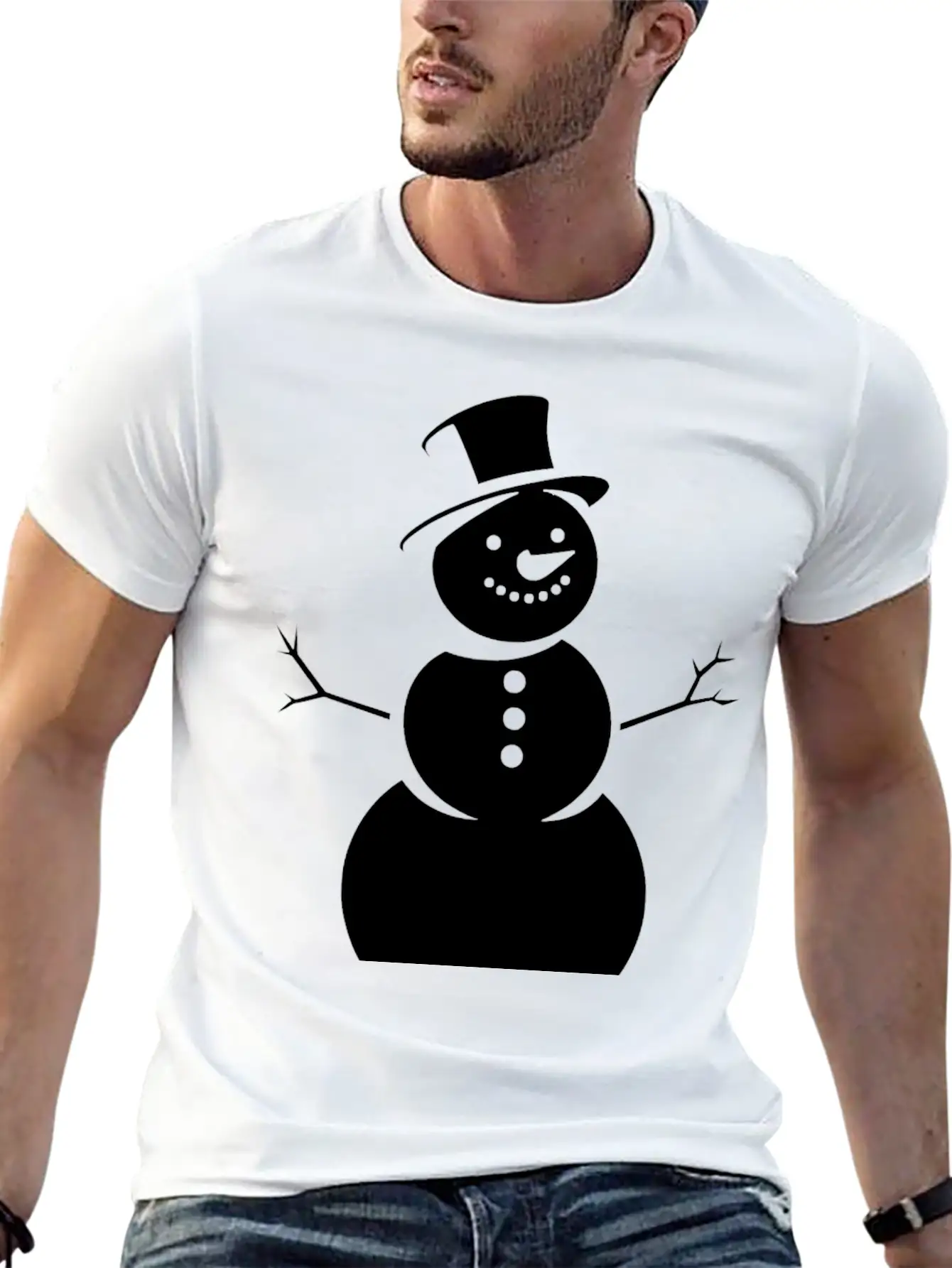 Schneemann, Silhouette, Minimalismus, Winter, Essential Unisex Summer Tee – Soft Cotton Casual Fit