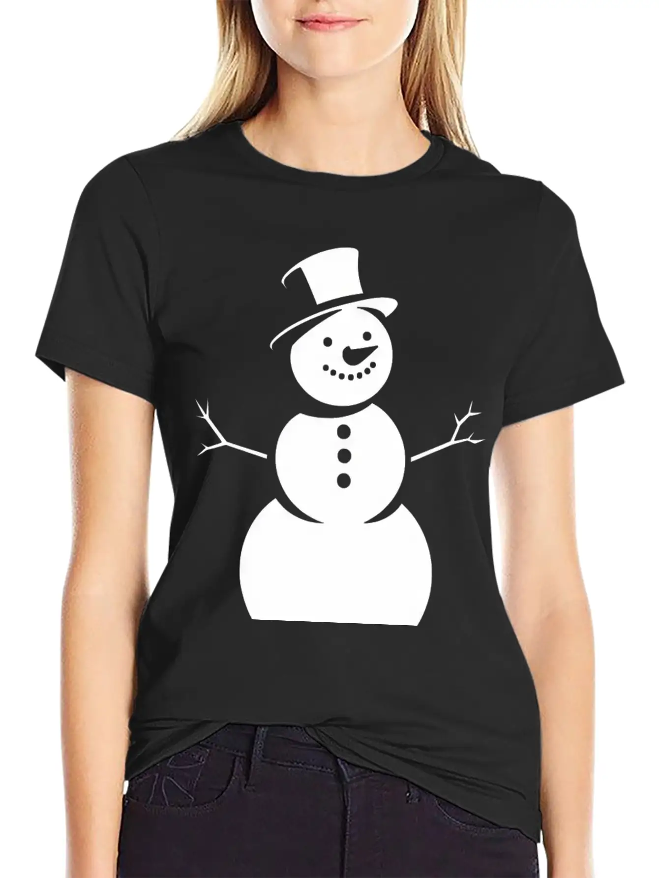 Schneemann, Silhouette, Minimalismus, Winter, Essential Unisex Summer Tee – Soft Cotton Casual Fit
