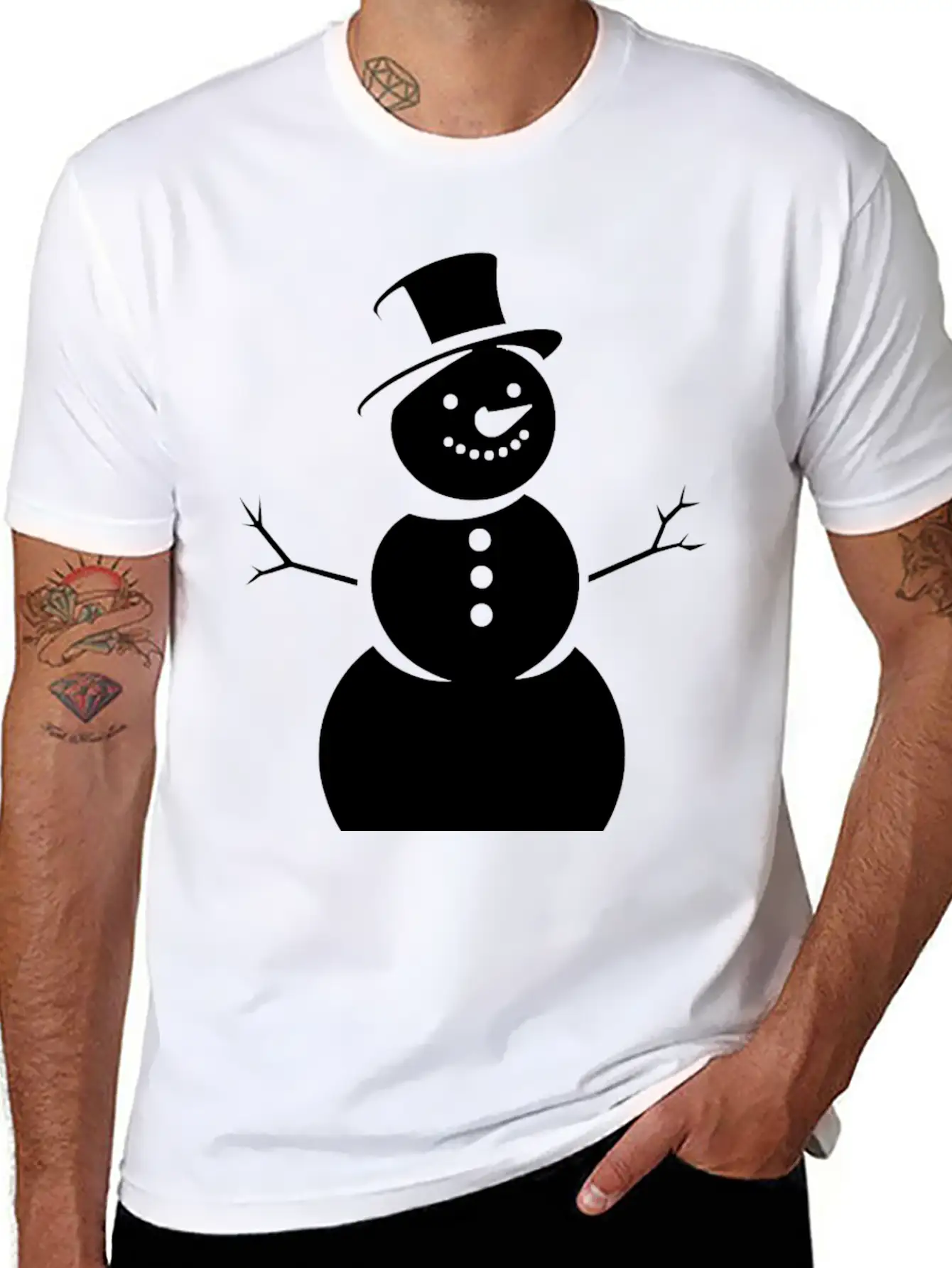 Schneemann, Silhouette, Minimalismus, Winter, Essential Unisex Summer Tee – Soft Cotton Casual Fit