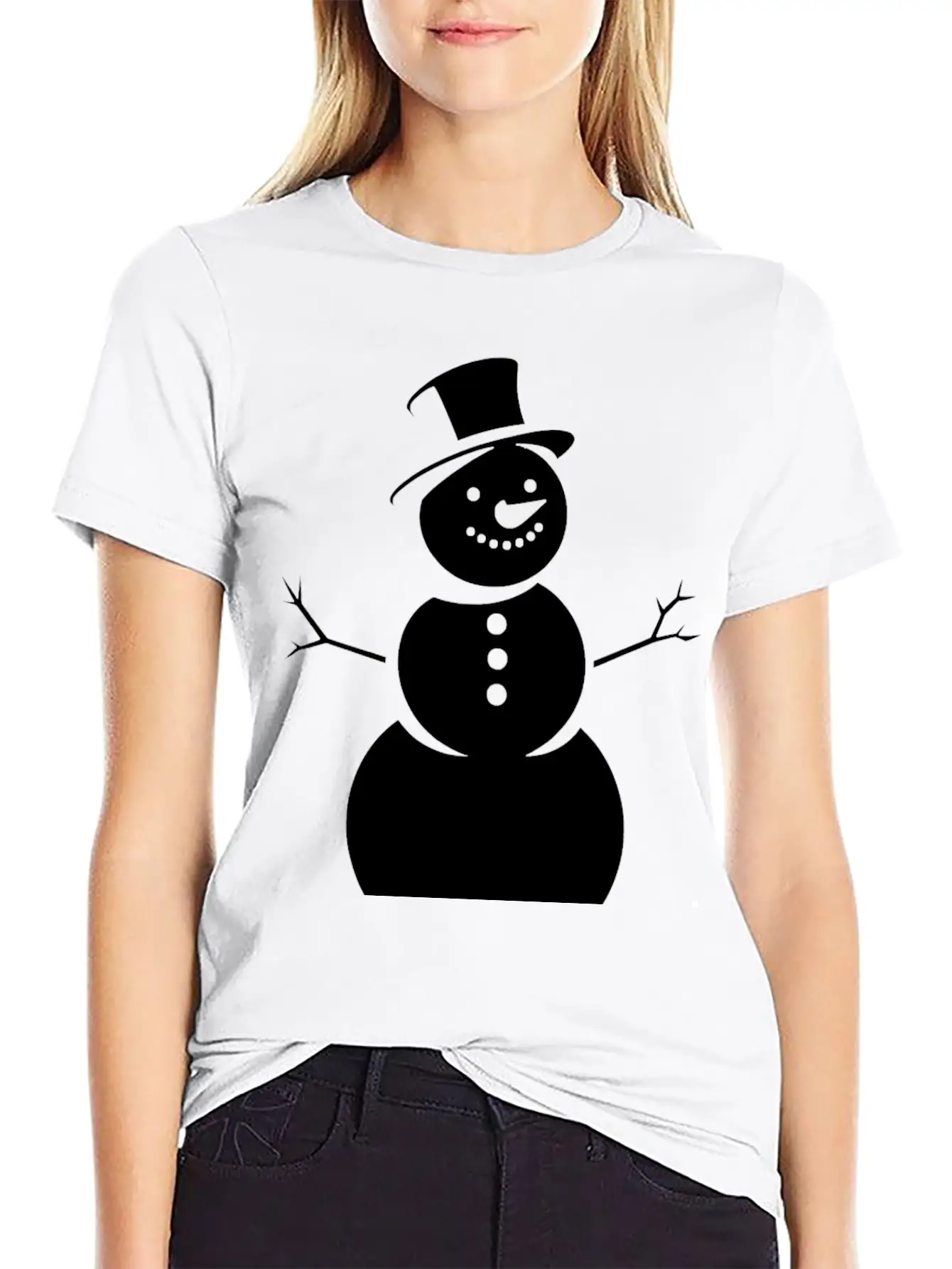 Schneemann, Silhouette, Minimalismus, Winter, Essential Unisex Summer Tee – Soft Cotton Casual Fit