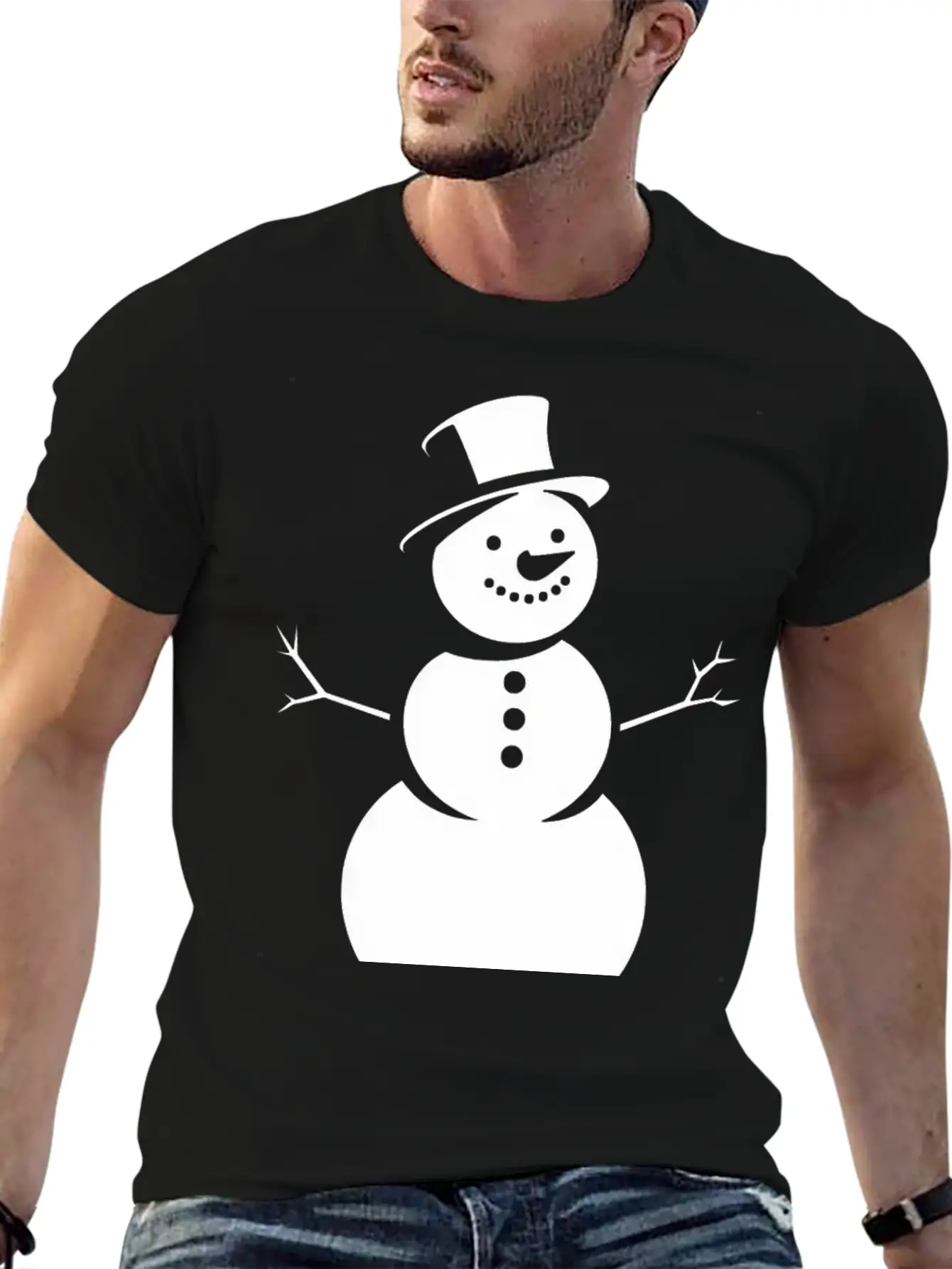 Schneemann, Silhouette, Minimalismus, Winter, Essential Unisex Summer Tee – Soft Cotton Casual Fit