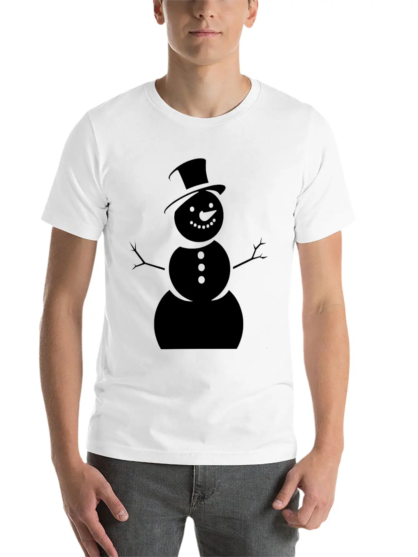 Schneemann, Silhouette, Minimalismus, Winter, Essential Unisex Summer Tee – Soft Cotton Casual Fit