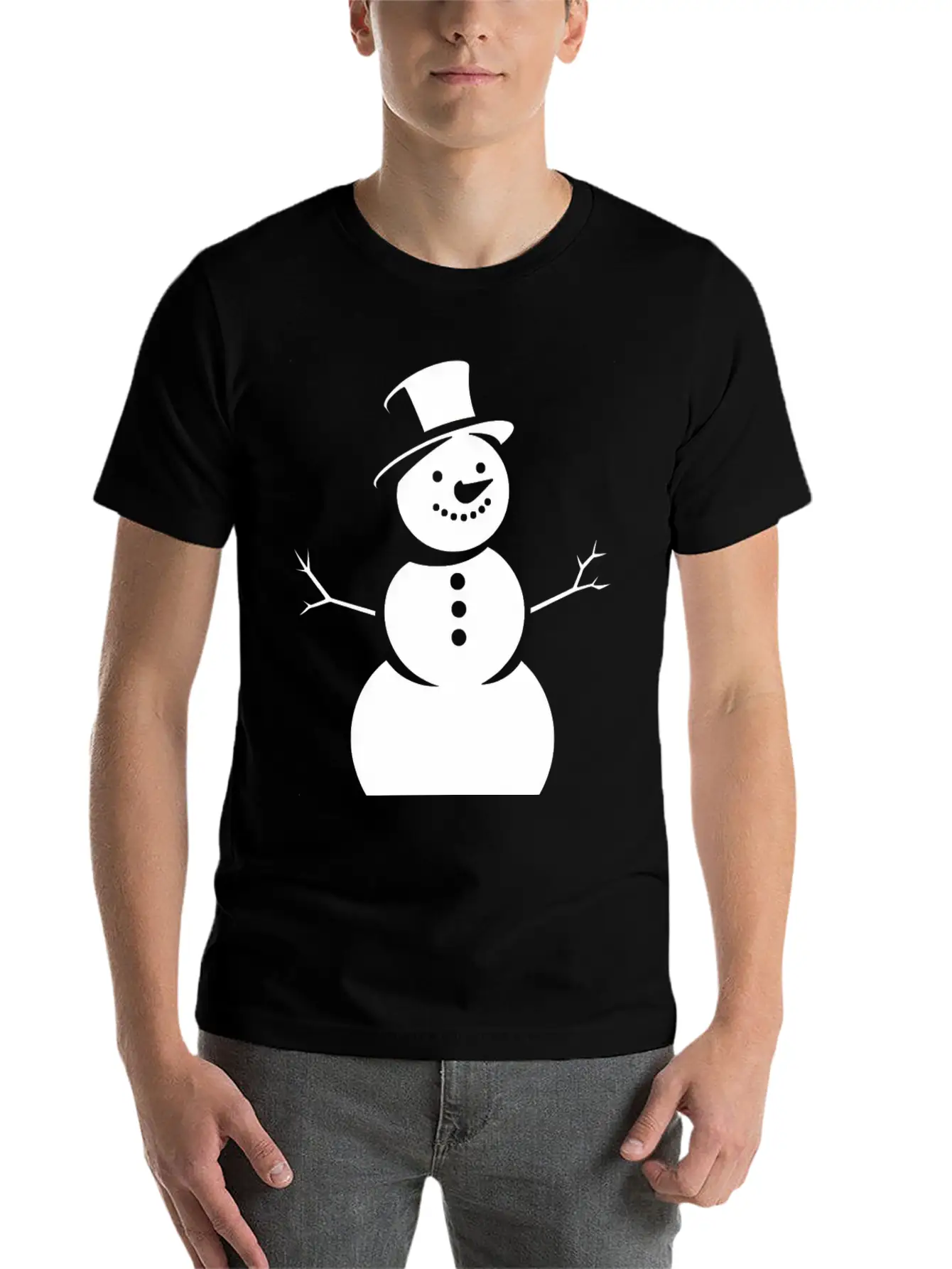 Schneemann, Silhouette, Minimalismus, Winter, Essential Unisex Summer Tee – Soft Cotton Casual Fit