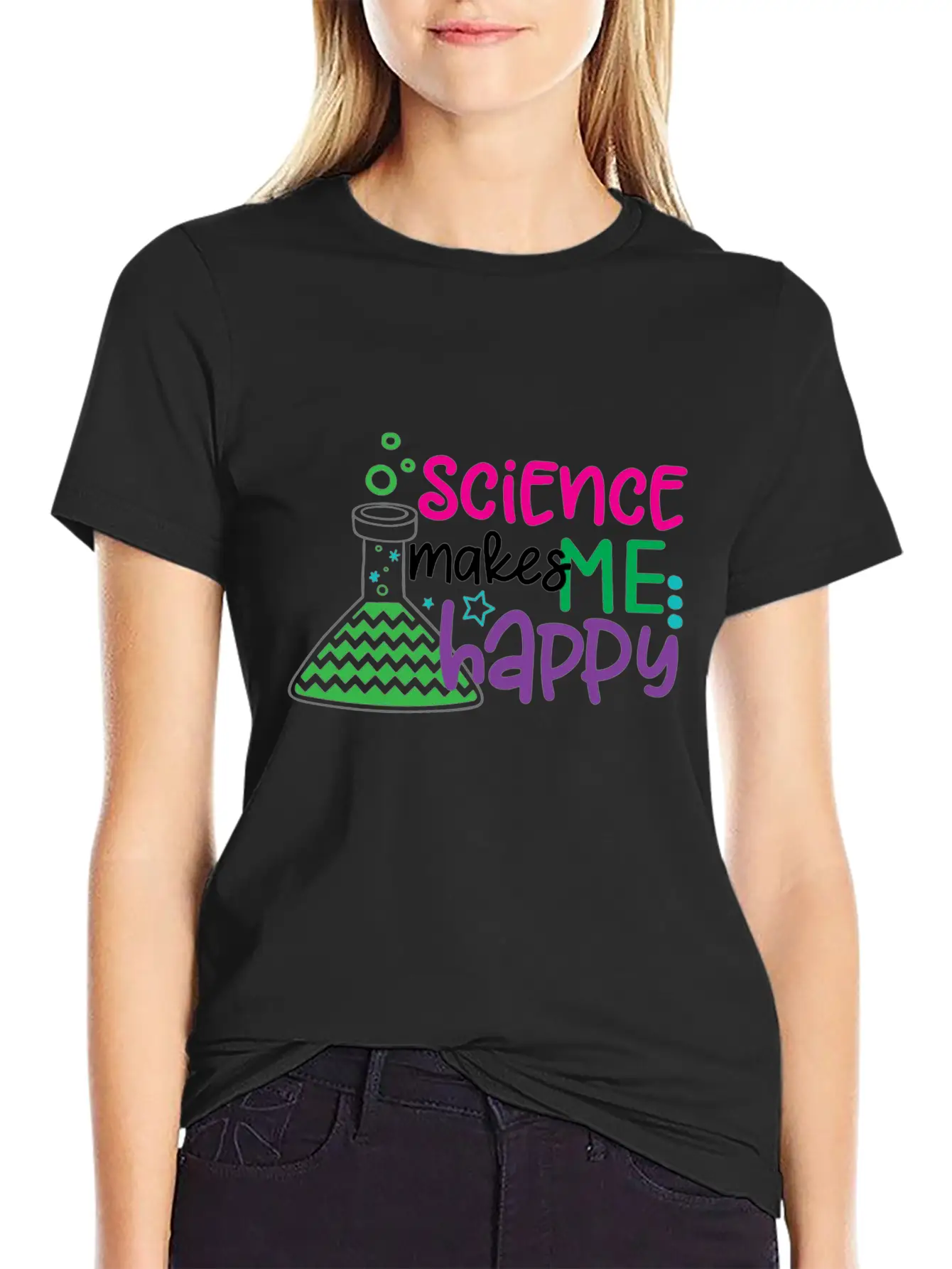Science Makes Me Happy, Science, STEM, Scientific Stylish Everyday T-Shirt – Unisex Basic Cotton Tee
