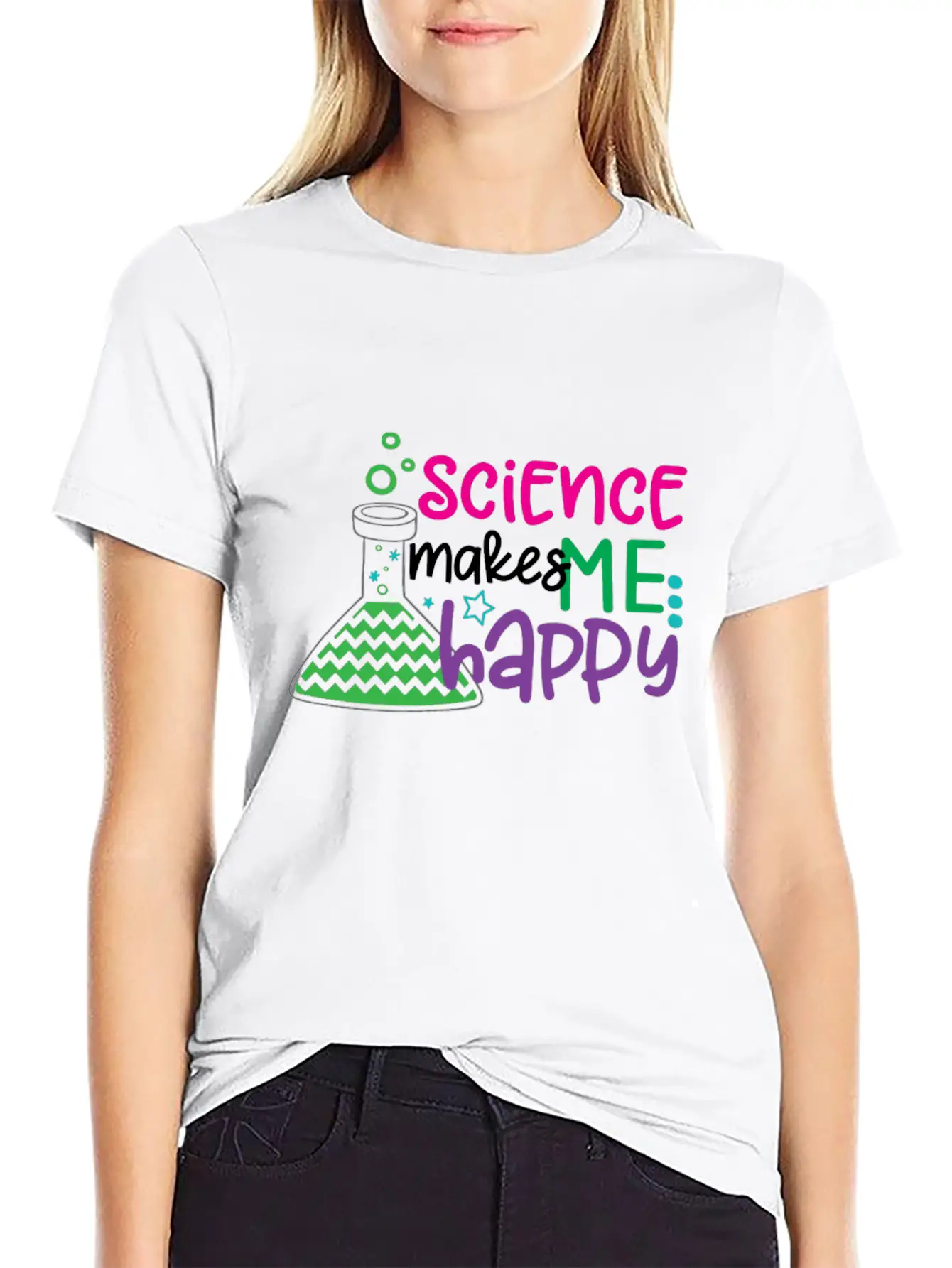 Science Makes Me Happy, Science, STEM, Scientific Stylish Everyday T-Shirt – Unisex Basic Cotton Tee