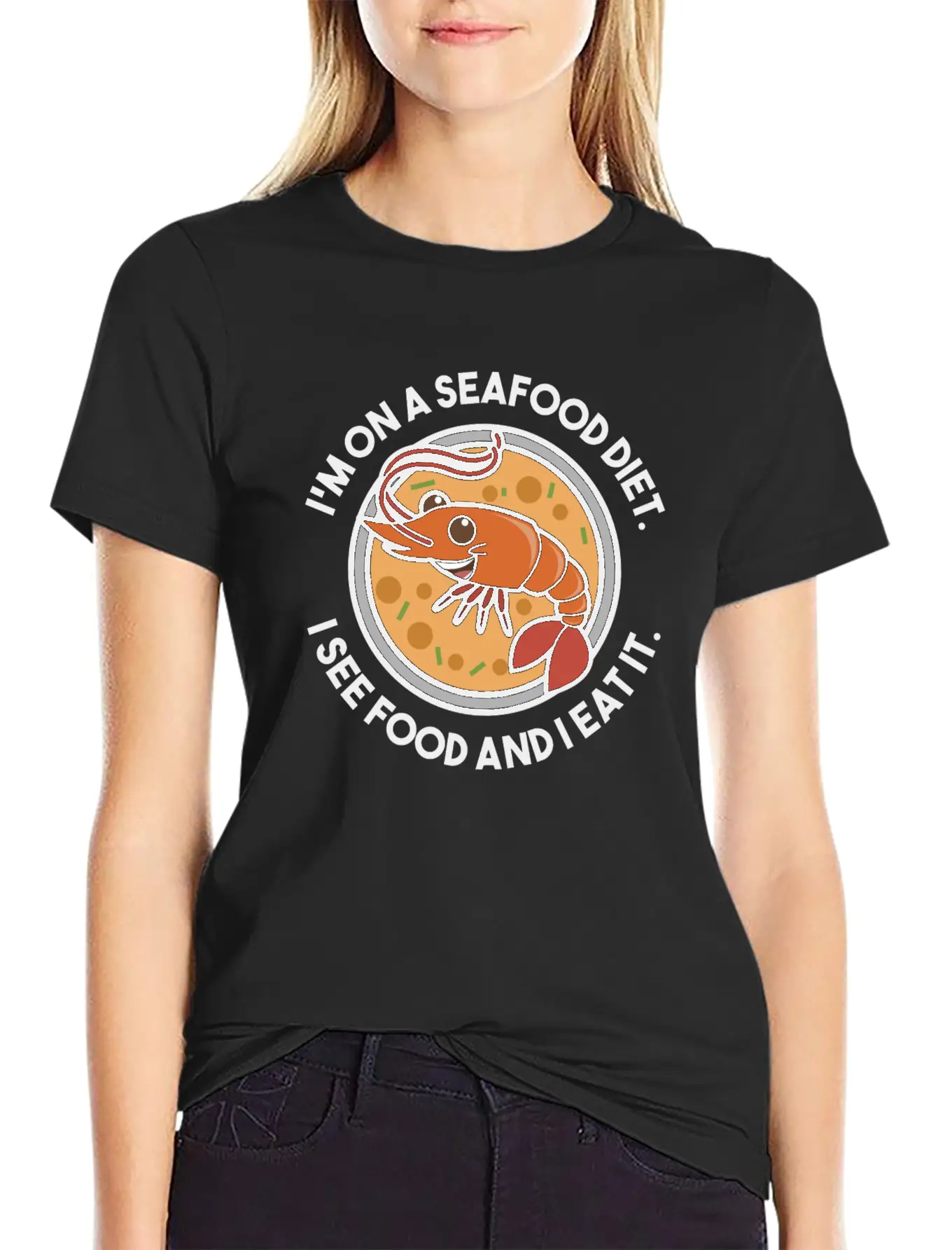 Seafood Diet. See Food And Eat It. Fun Shirt. Stylish Everyday T-Shirt – Unisex Basic Cotton Tee