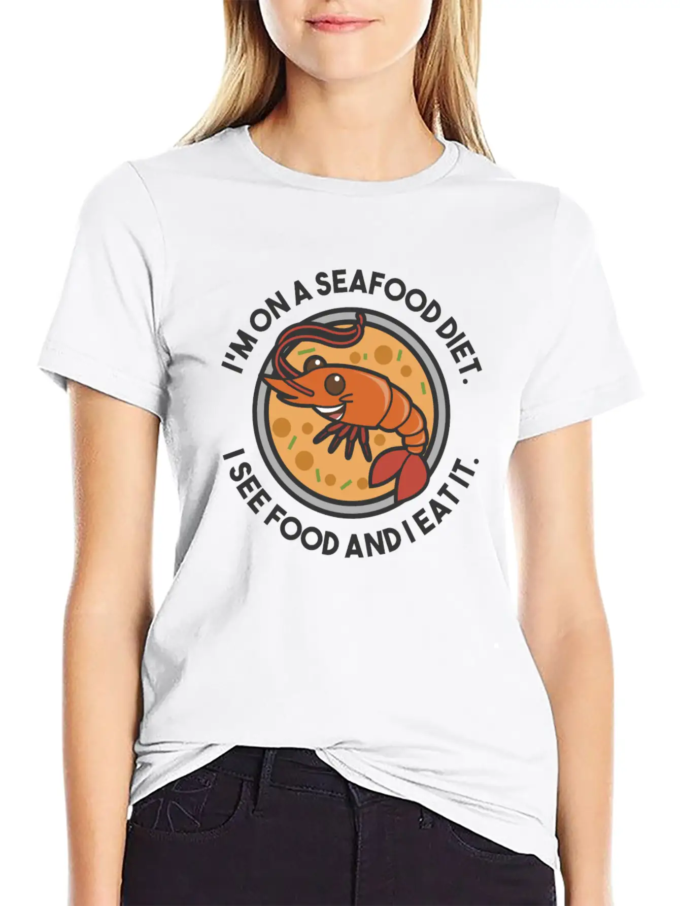 Seafood Diet. See Food And Eat It. Fun Shirt. Stylish Everyday T-Shirt – Unisex Basic Cotton Tee
