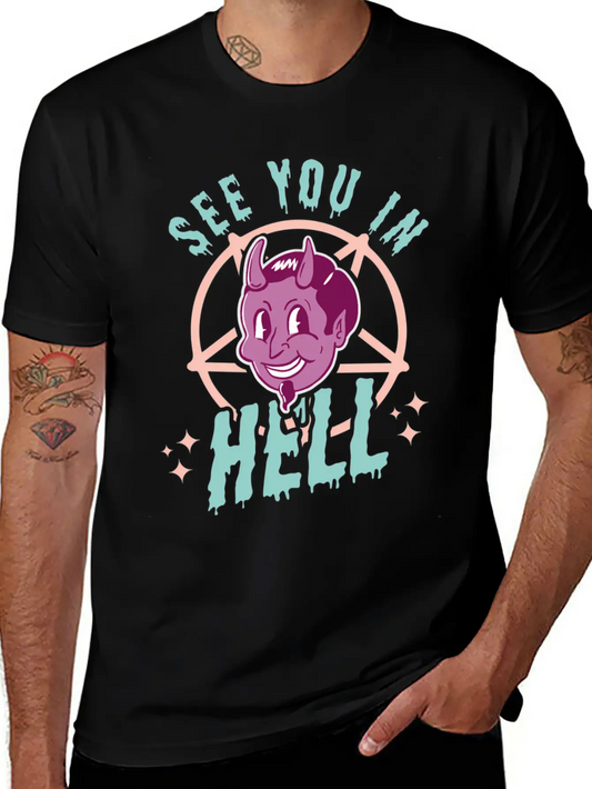 See You In Hell Gothic Halloween Satan Pastel Goth Comfortable Minimalist Graphic Tee – Summer Style Essential