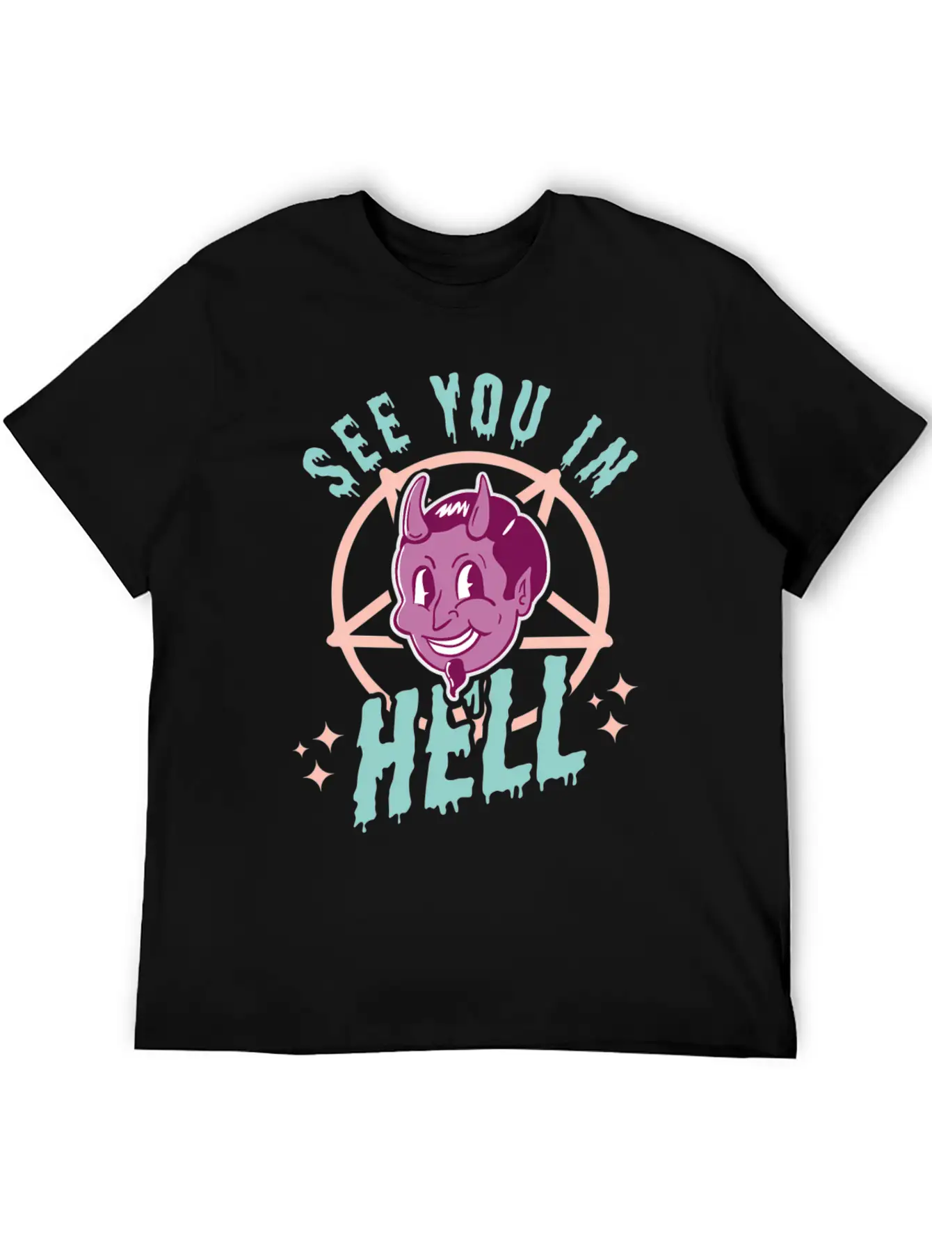 See You In Hell Gothic Halloween Satan Pastel Goth Comfortable Minimalist Graphic Tee – Summer Style Essential