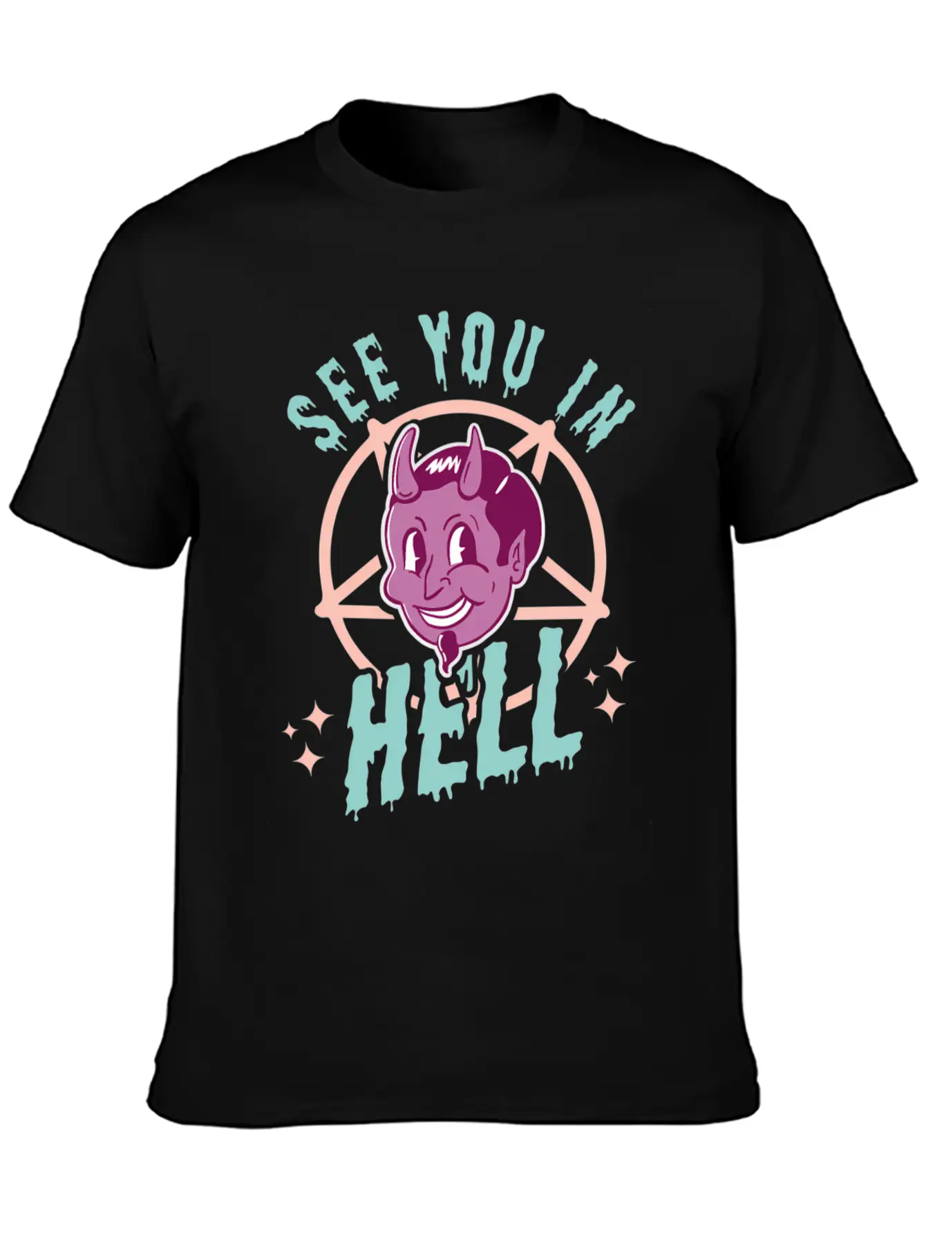See You In Hell Gothic Halloween Satan Pastel Goth Comfortable Minimalist Graphic Tee – Summer Style Essential