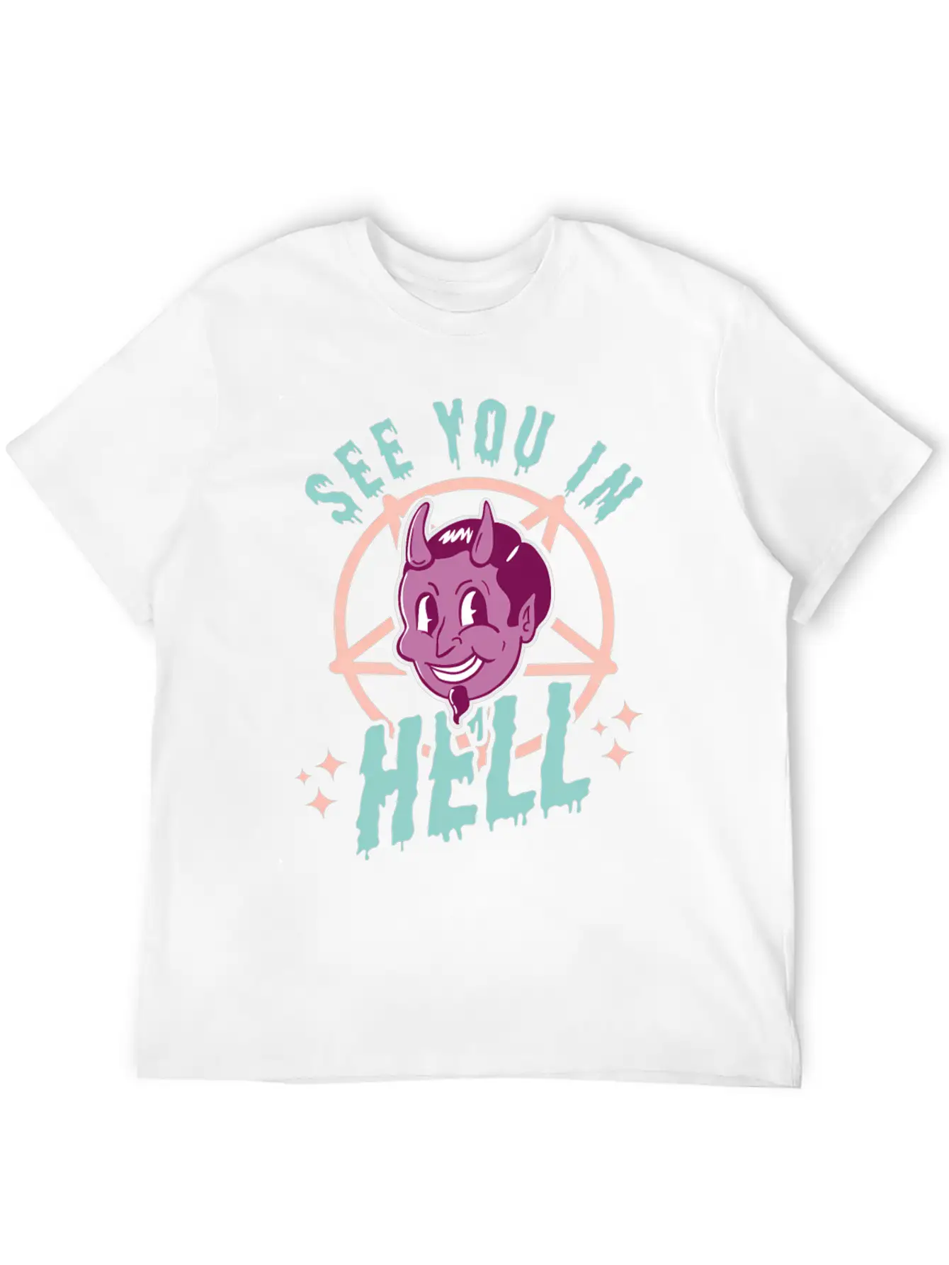 See You In Hell Gothic Halloween Satan Pastel Goth Comfortable Minimalist Graphic Tee – Summer Style Essential