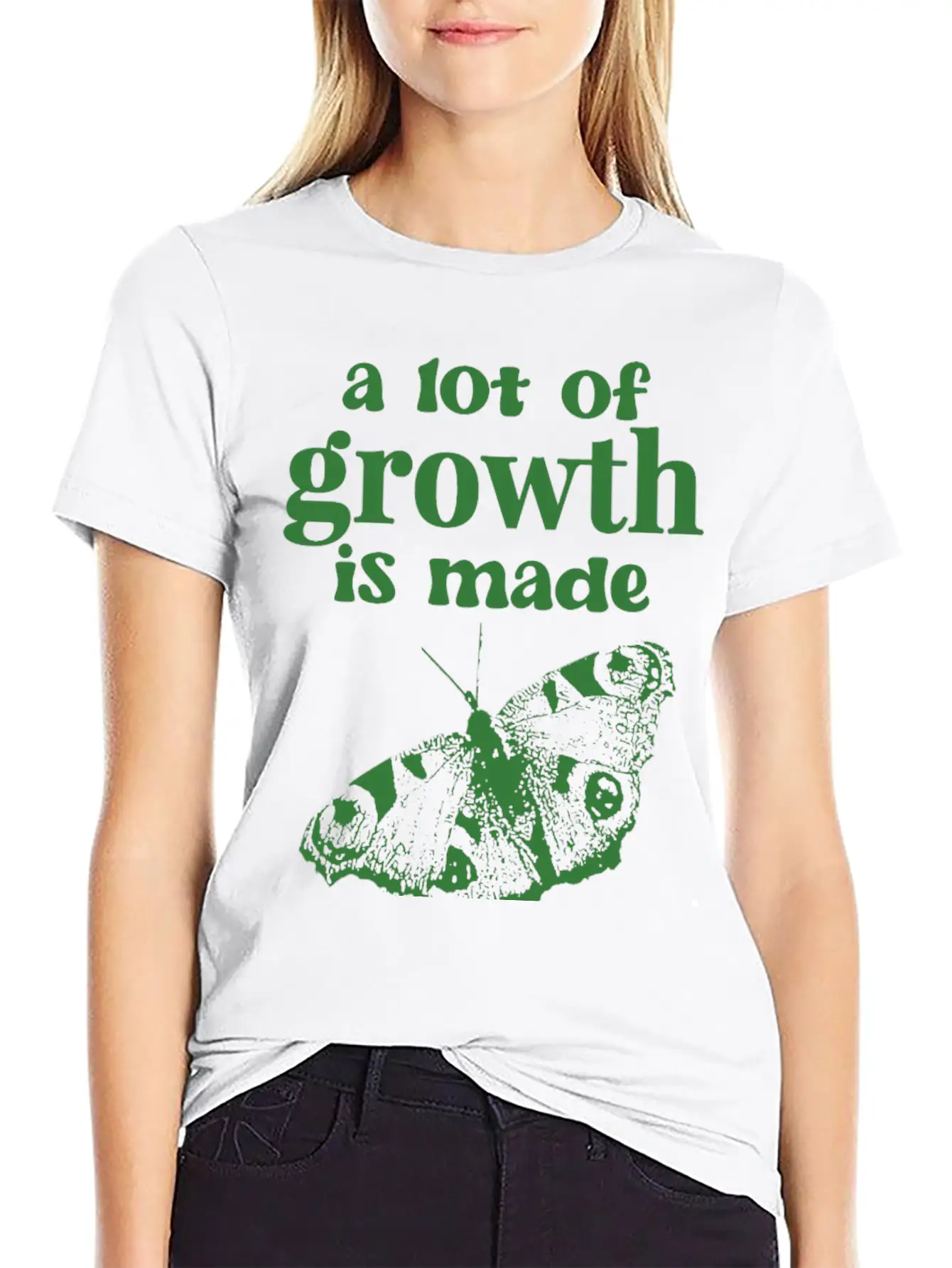 Self Growth | Butterfly Shirt Green Stylish Everyday T-Shirt – Unisex Basic Cotton Tee